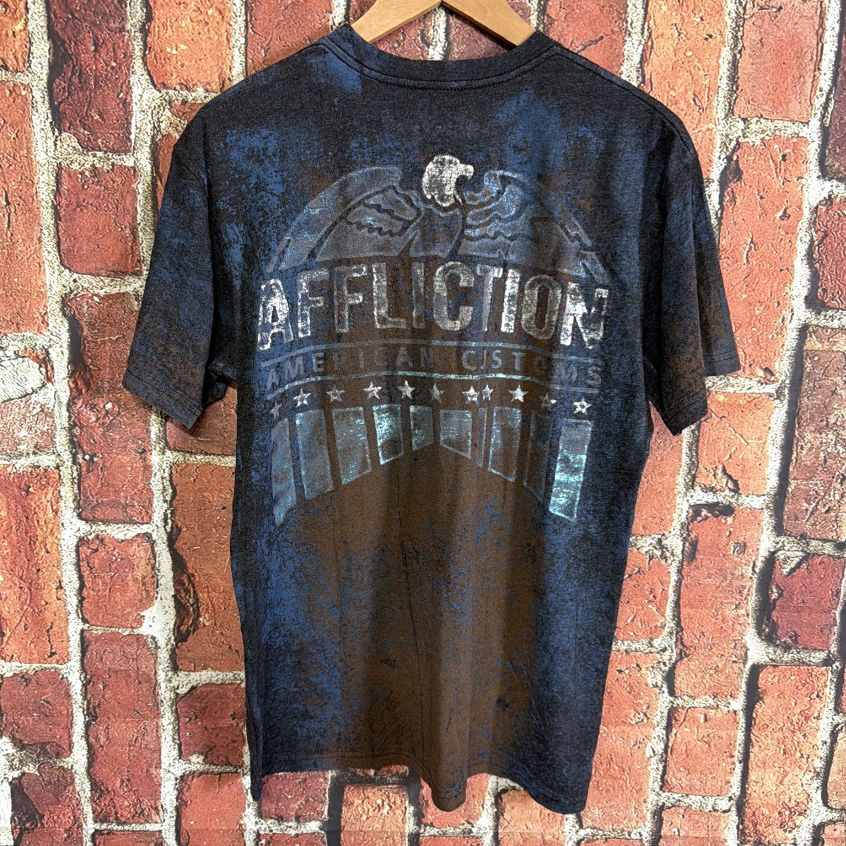 Affliction Affliction Shirt Mens M American Customs Eagle Short Sleeve Medium Black Cotton Crew Neck T-Shirt Graphic Print Men M Size US M / EU 48-50 / 2 - 3 Thumbnail