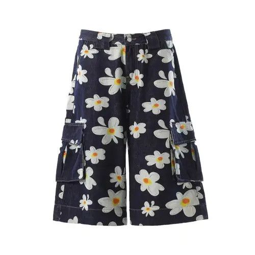 VIBE Street daisy print baggy denim shorts Size US 30 / EU 46 - 1 Preview