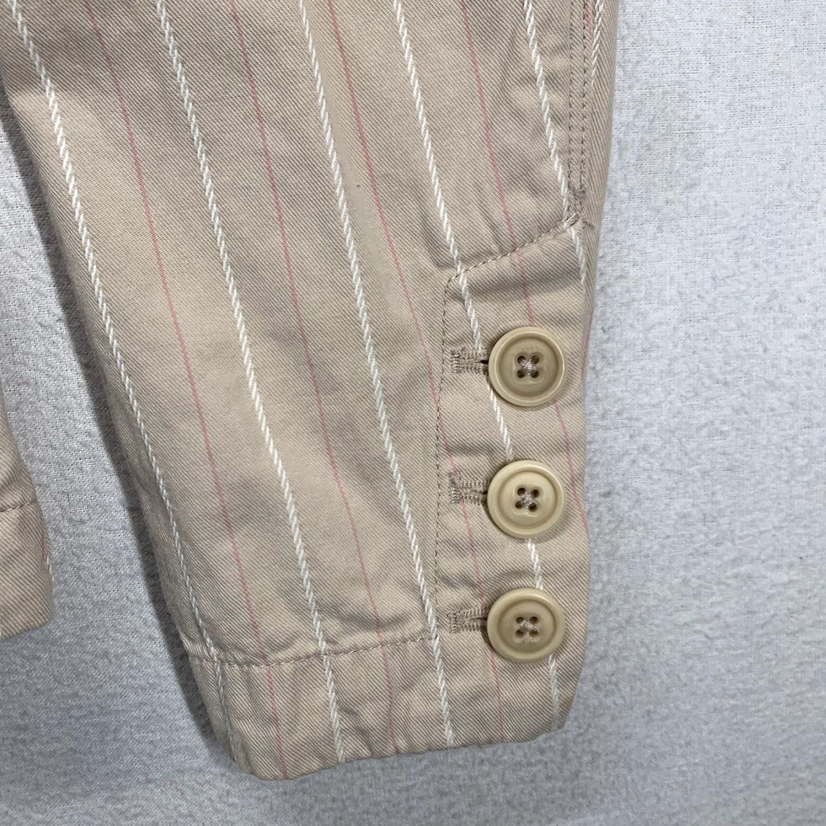 Vintage VINTAGE L.L. Bean Women's Blazer Jacket Short Sleeve Cotton Striped Beige 8 Regular Size M / US 6-8 / IT 42-44 - 6 Thumbnail