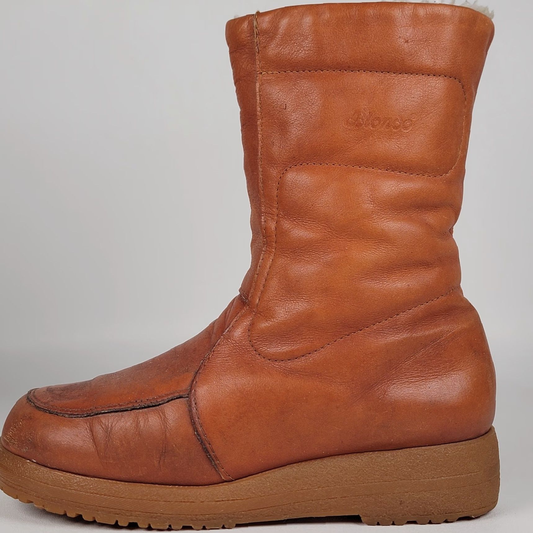 Blondo VINTAGE Blondo Leather Shearling Lined Zippered Boots Men 9 43 Brown 1980s Canada Mens Size US 9 / EU 42 - 6 Thumbnail
