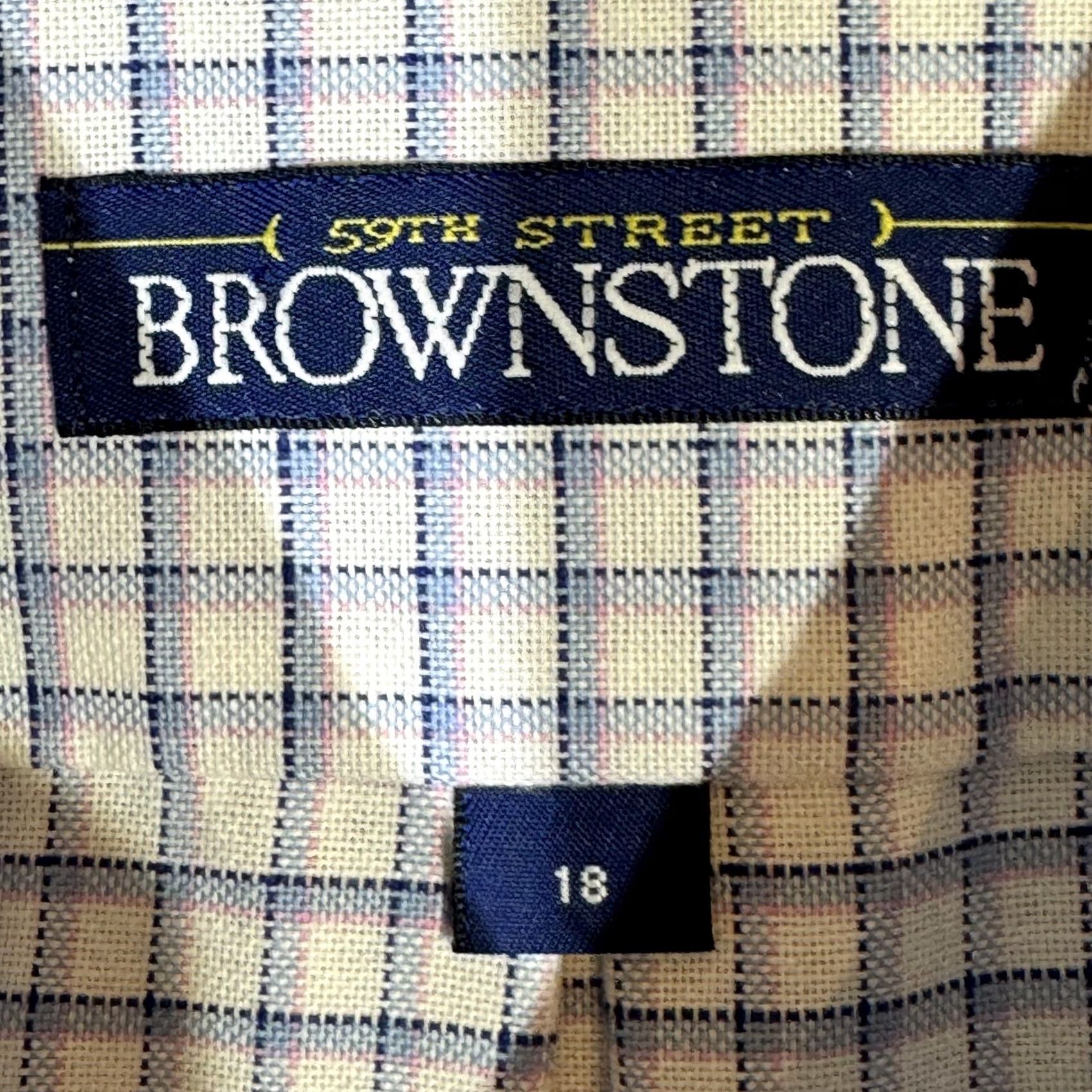 Vintage 59th Street Brownstone Shirt Blue Check Short Sleeve Button-Down M856 Mens Regular 18 XS? Size US XXL / EU 58 / 5 - 6 Thumbnail