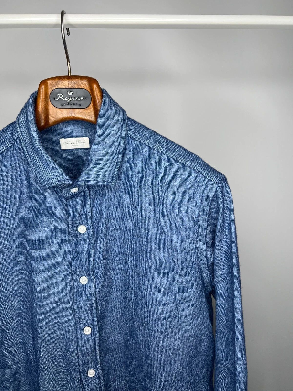Salvatore Piccolo Salvatore Piccolo Napoli Flannel Blue Casual Shirt 44 17 1/2 Size US L / EU 52-54 / 3 - 3 Thumbnail
