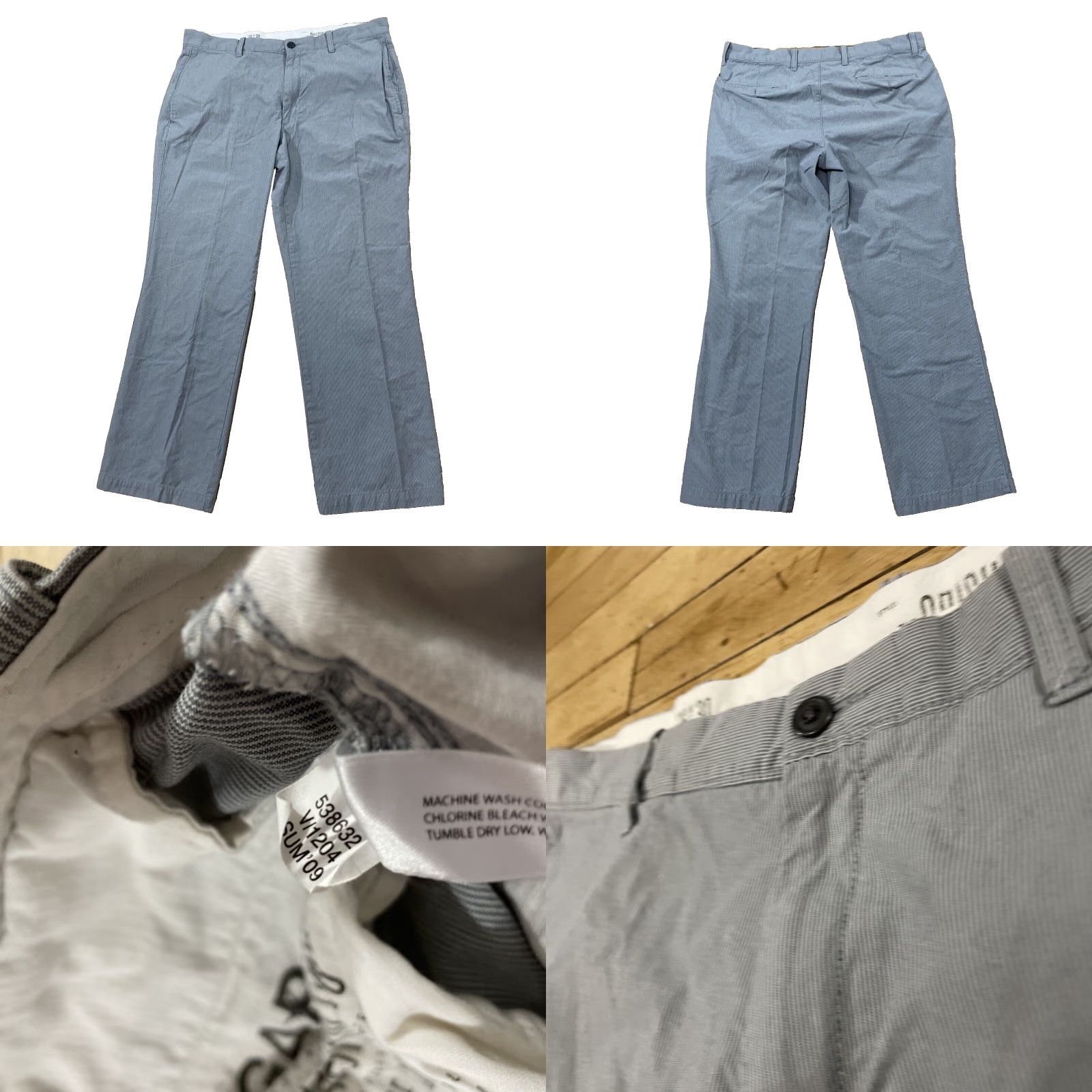 Gap GAP Pants Men 36x30 Pinstripe Chino Straight Blue White Light Navy Khakis Preppy USA Vintage Size US 36 / EU 52 - 9 Thumbnail