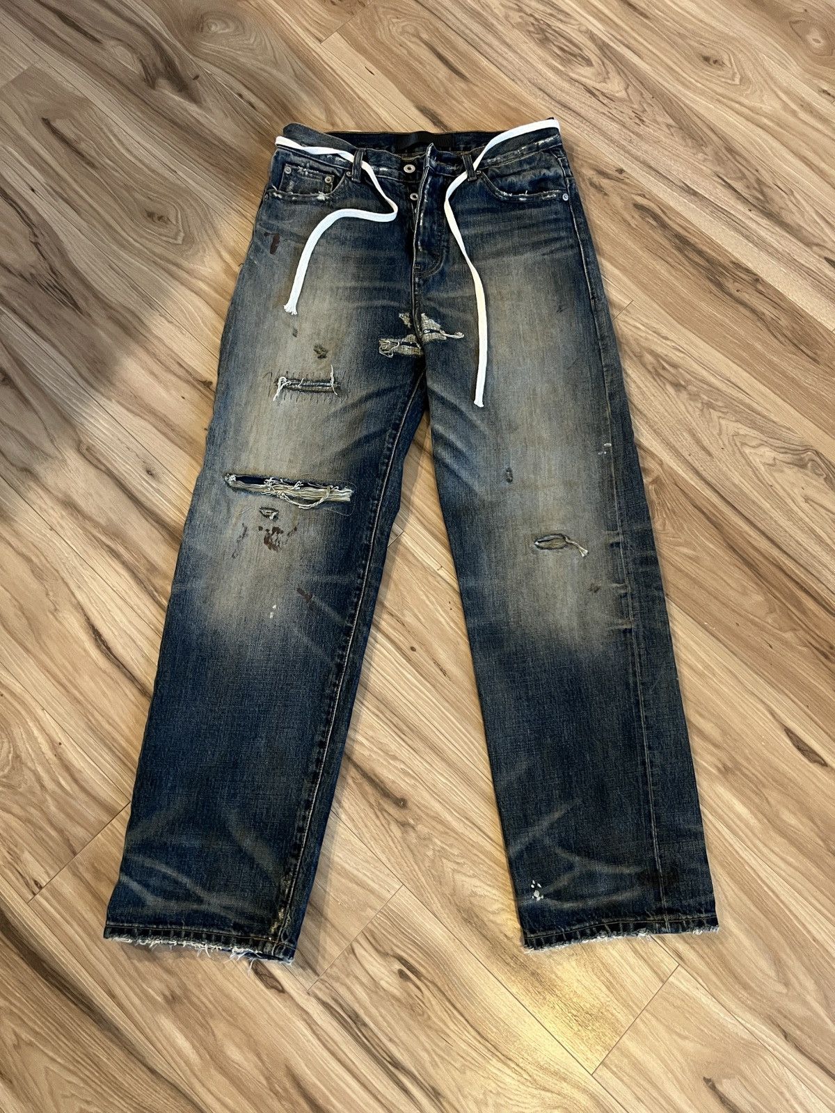 No Faith Studios SUN FADED DUNE BAGGY DENIM | Grailed