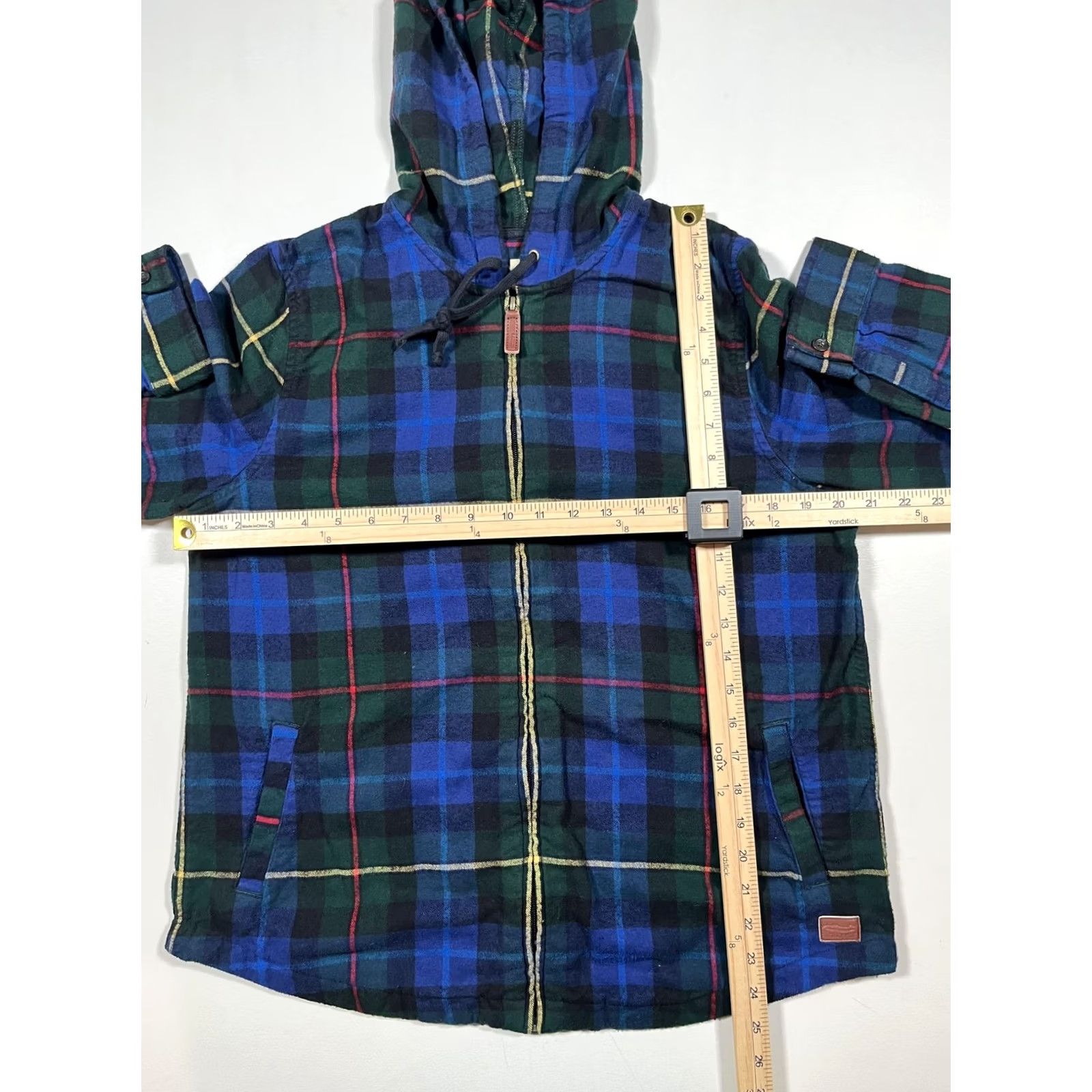 Vintage L.L.Bean Jacket Medium Blue Plaid Flannel Hooded Full Zip Relaxed Fit Shirt Jacket Fleece Pockets Women/Boys? Size US M / EU 48-50 / 2 - 5 Thumbnail