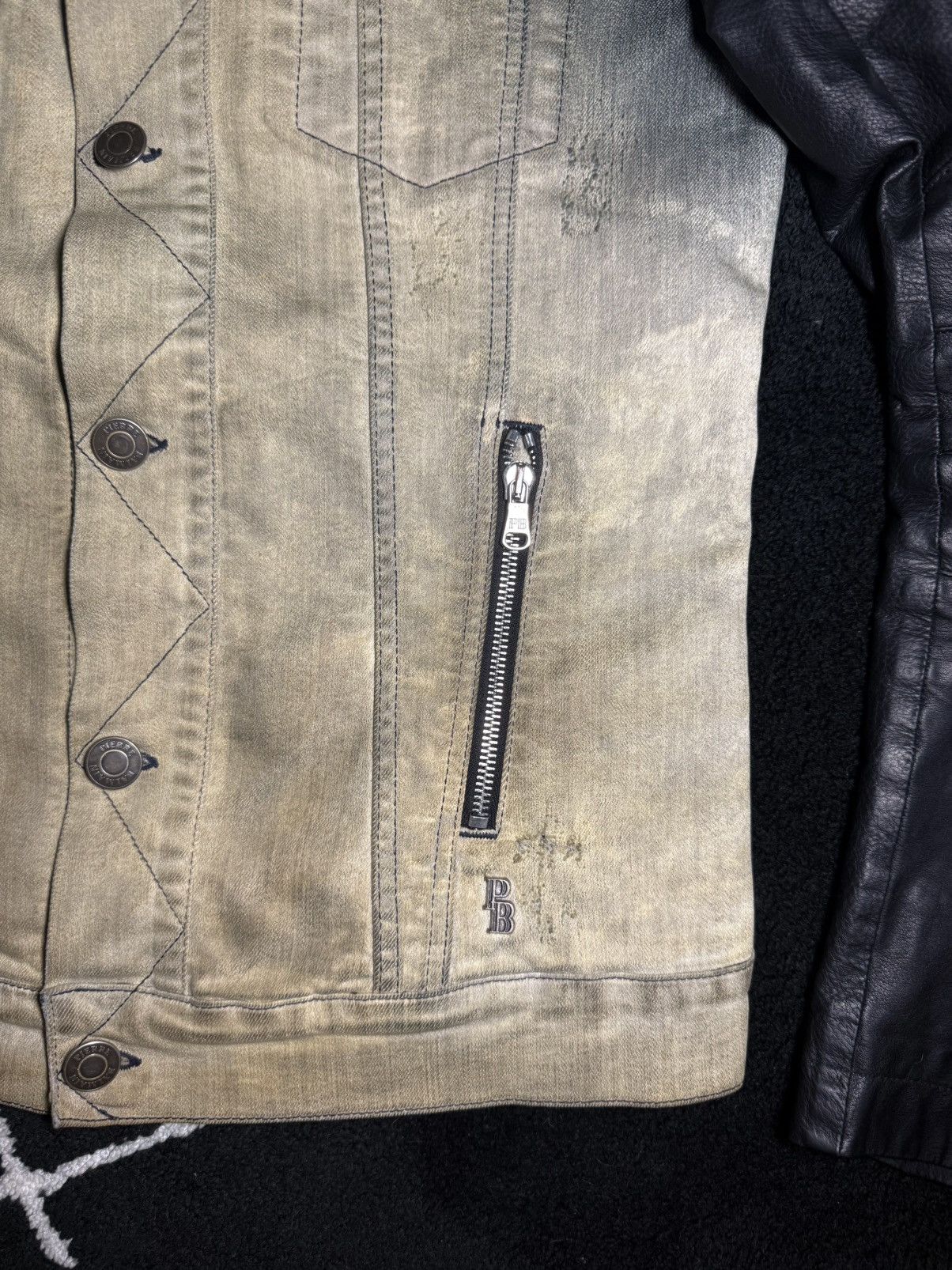 Balmain BALMAIN JACKET SS12 DECARNIN ERA LEATHER SLEEVE DENIM Size US M / EU 48-50 / 2 - 4 Thumbnail