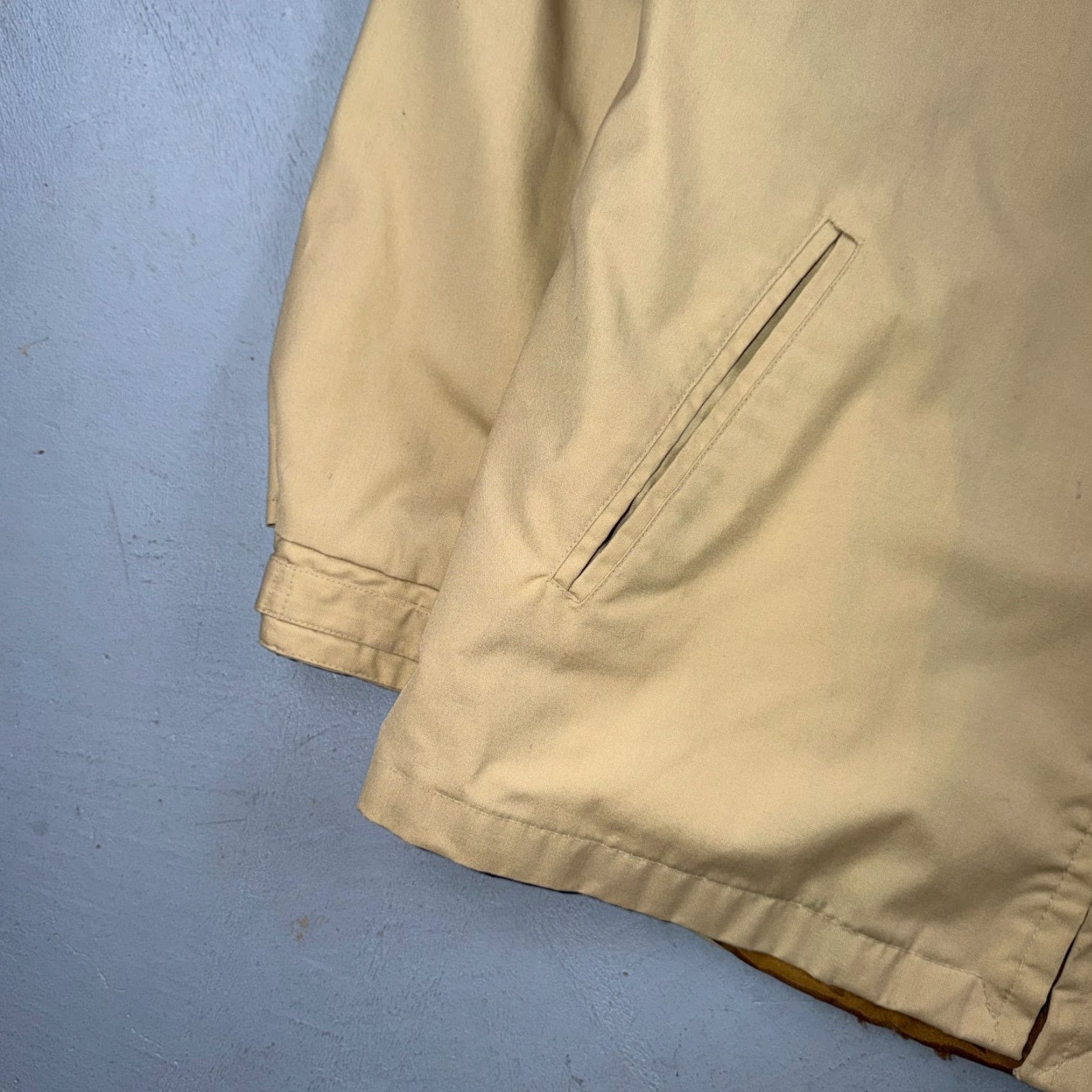 Vintage VTG 1960s Sportswear Jacket Rockabilly Long Sleeve Talon Ricky Windbreaker XL Khaki Mens (or Adults) - Rockabilly, Dupont Dacron Polyester Blend Size US XL / EU 56 / 4 - 6 Thumbnail