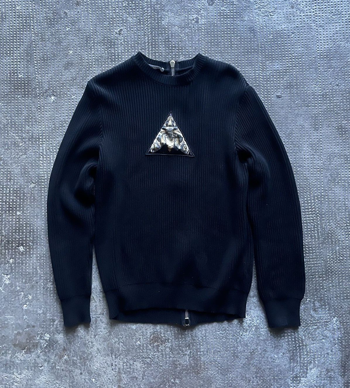Givenchy Givenchy Black Ribbed Sweater with Triangle Graphic Size US M / EU 48-50 / 2 - 1 Thumbnail