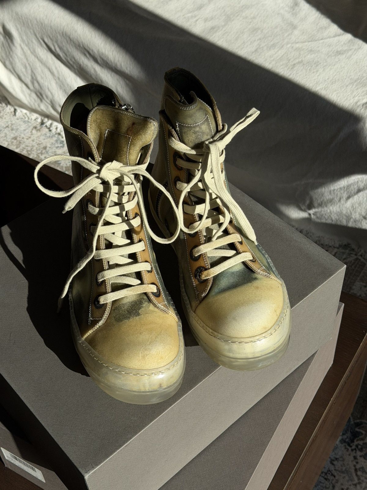 Rick Owens Rick Owens SS19 Babel No Cap High Top Transparent Leather Size US 12 / EU 45 - 8 Thumbnail