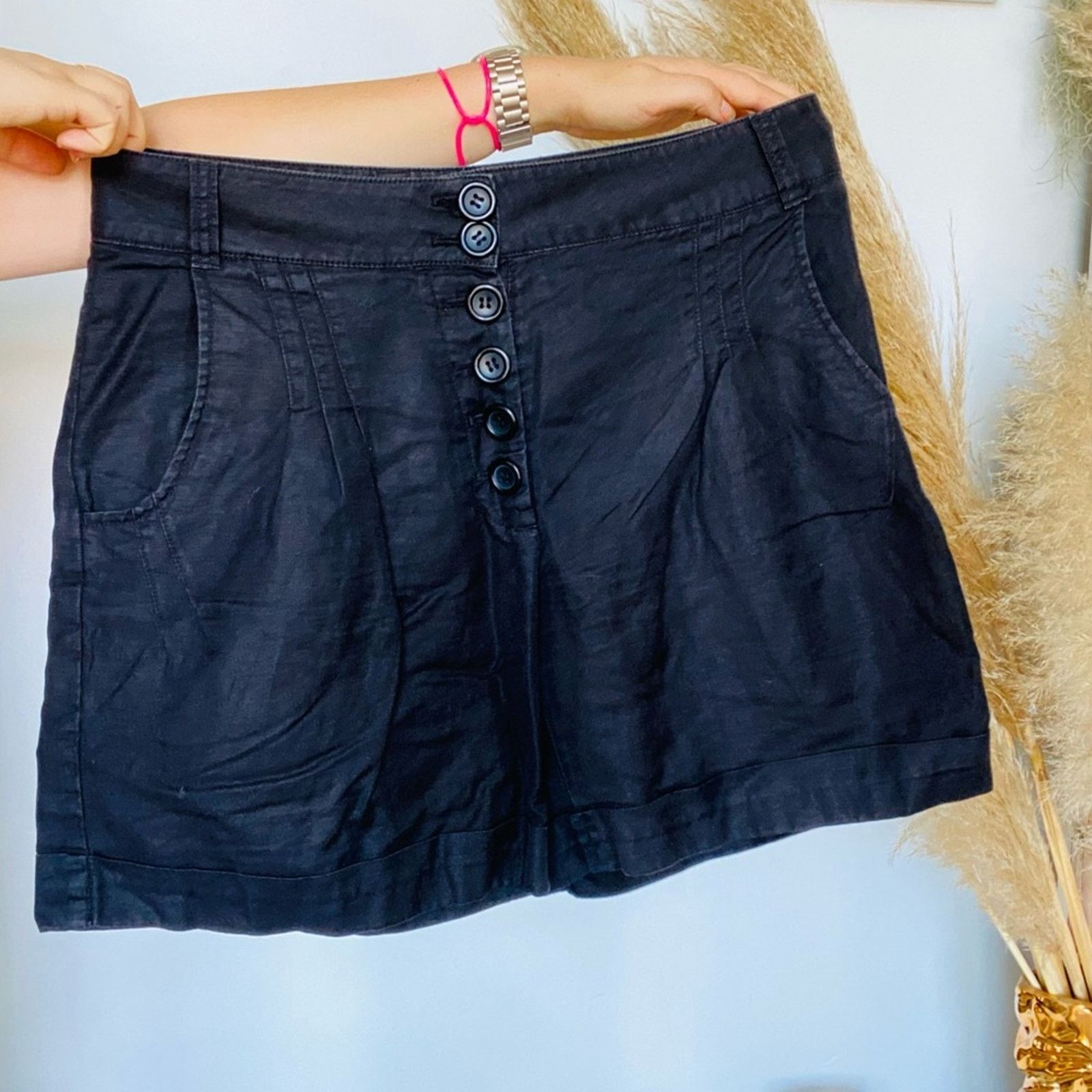 Vintage VINTAGE H&M Y2K Black High Rise Button Fly Shorts Bermuda Size 32" / US 10 / IT 46 - 4 Thumbnail