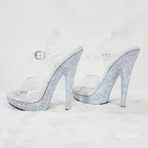 Other Sultry Sexy 6" Rhinestone Platform Stiletto Heels Size US 9 / IT 39 - 1 Thumbnail