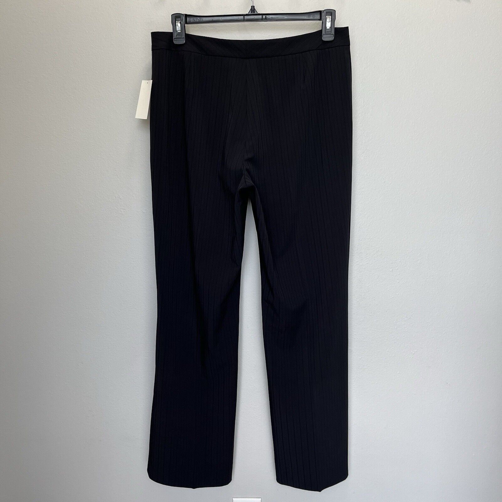 Elie Tahari Tahari | Black Textured Stripe Wide Leg Dress Pants Size 14 Size 36" / US 14 / IT 50 - 6 Thumbnail