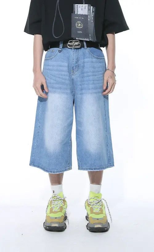 Japanese Brand × Jean Retro straight wide-leg casual cropped shorts Size US 33 - 1 Thumbnail