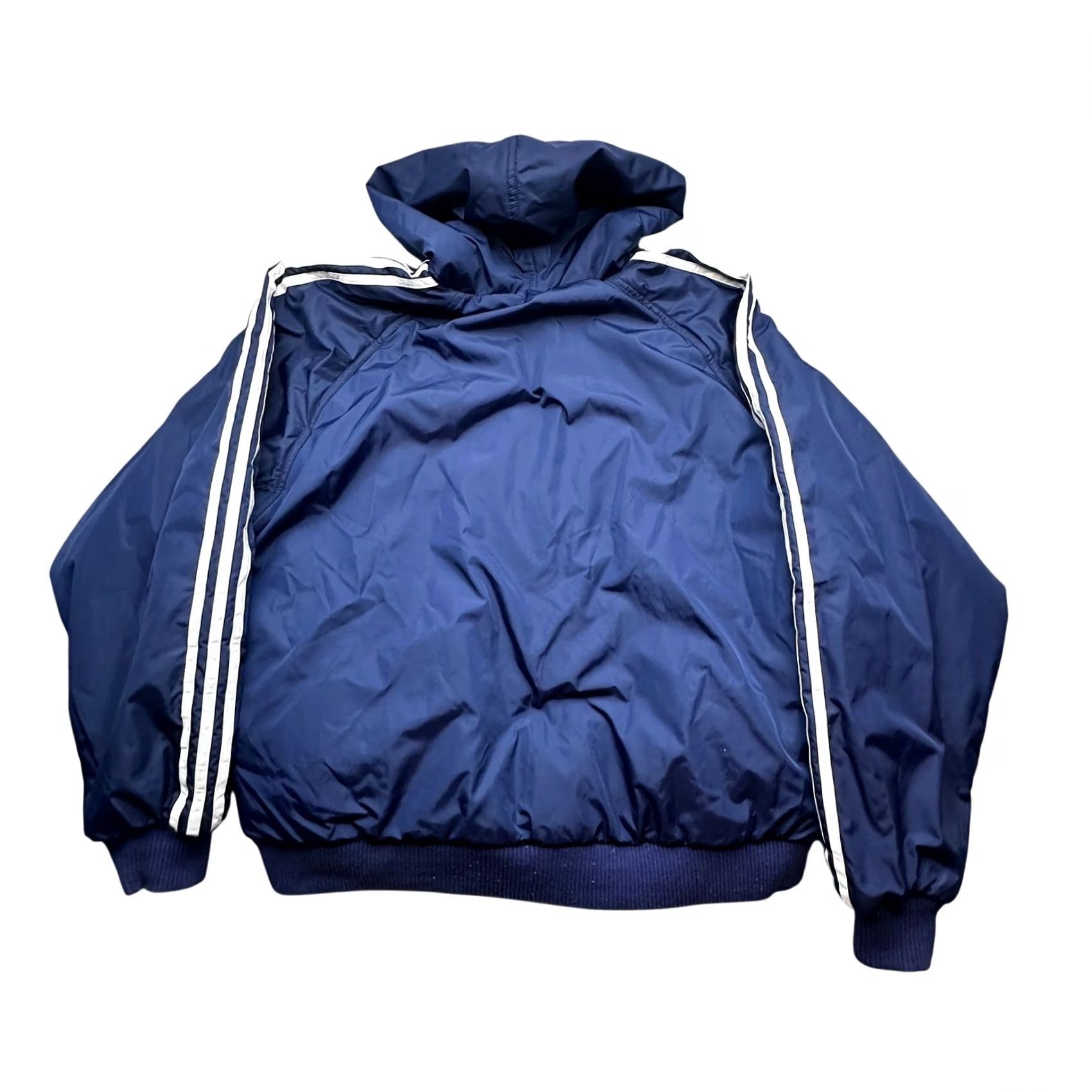 Adidas VINTAGE Adidas Reversible Nylon Jacket Hoodie Mens Large Navy Blue Gray White Full Zip Pockets Logo 90s Coat Size US L / EU 52-54 / 3 - 4 Thumbnail