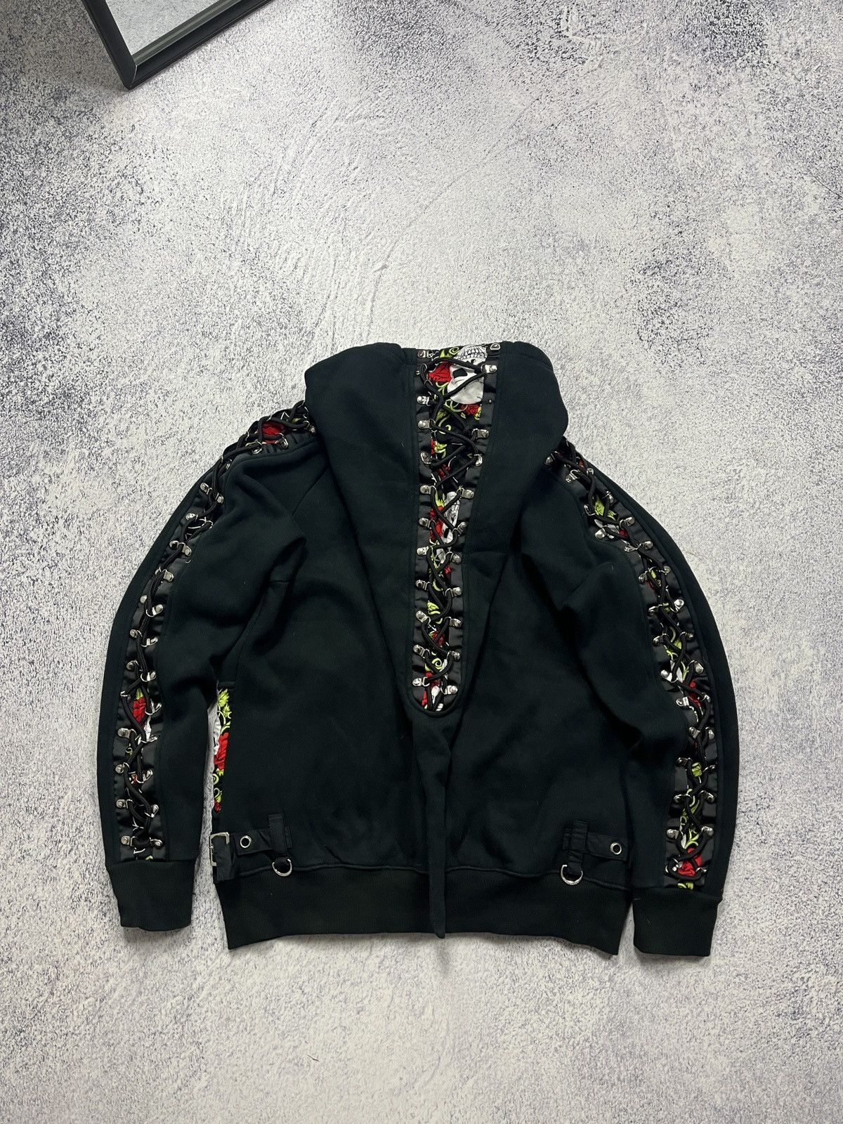 Japanese Brand Ghotic Emo Skull Logo Roses Laced Zip Hoodie Japanese Style Size US S / EU 44-46 / 1 - 16 Thumbnail