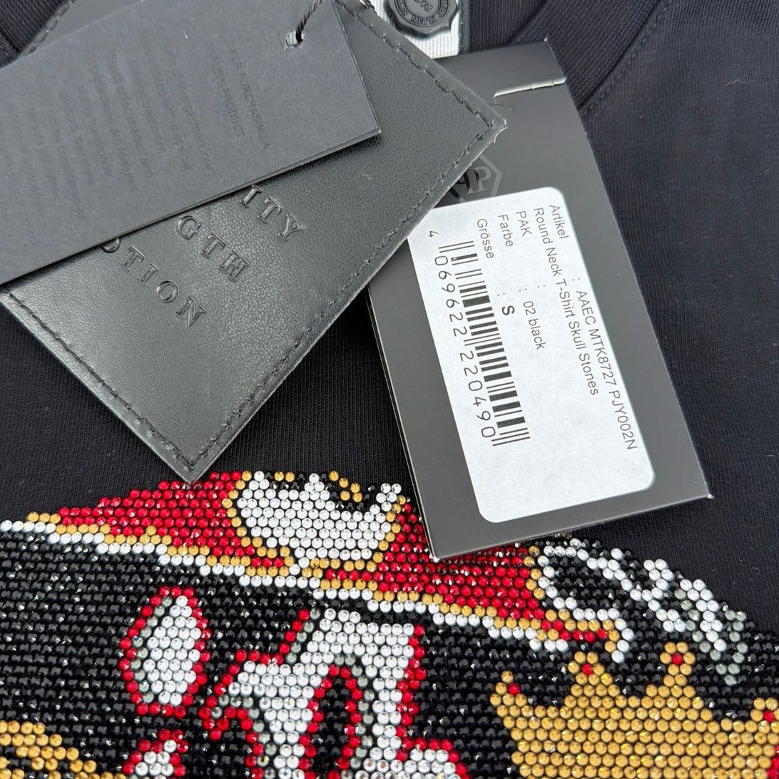 Philipp Plein Philipp Plein Men's Black Skull Stones Round Neck T-Shirt S Size US S / EU 44-46 / 1 - 8 Thumbnail