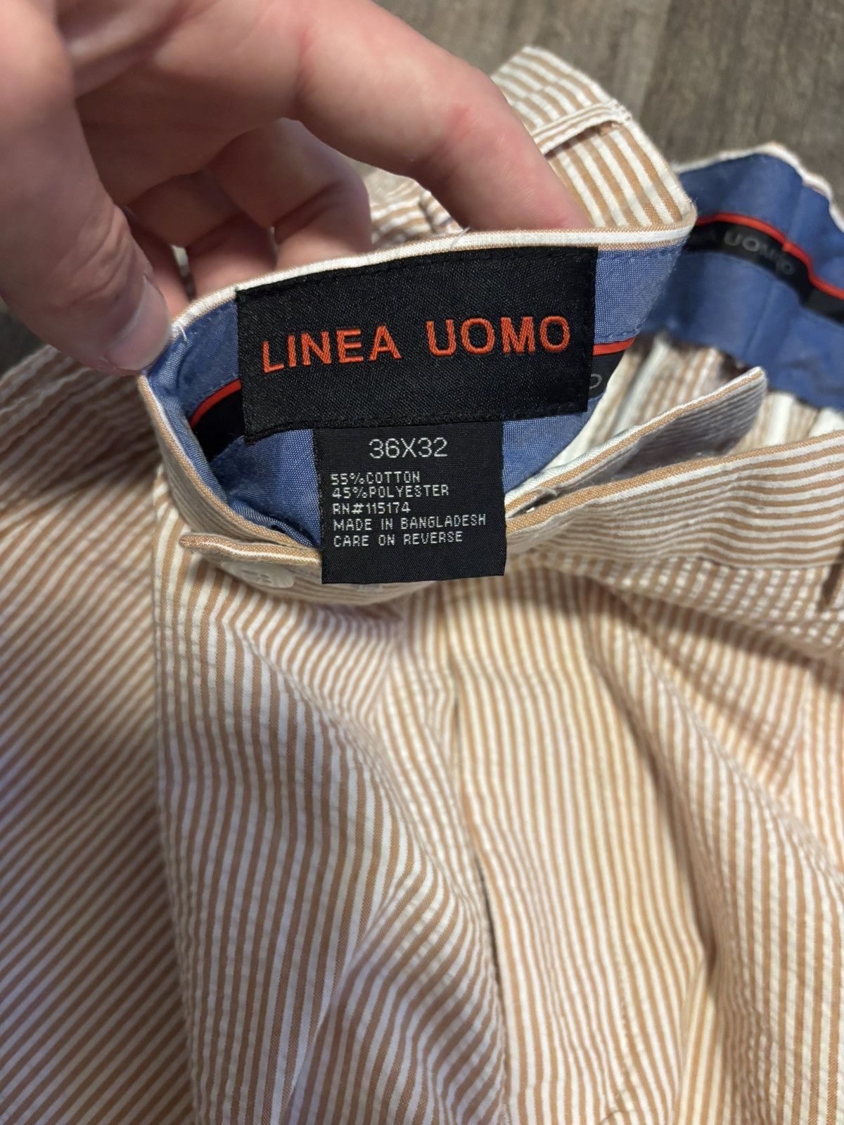 Other Linea Uomo Seersucker Dress Pants Peach White Size US 36 / EU 52 - 2 Thumbnail