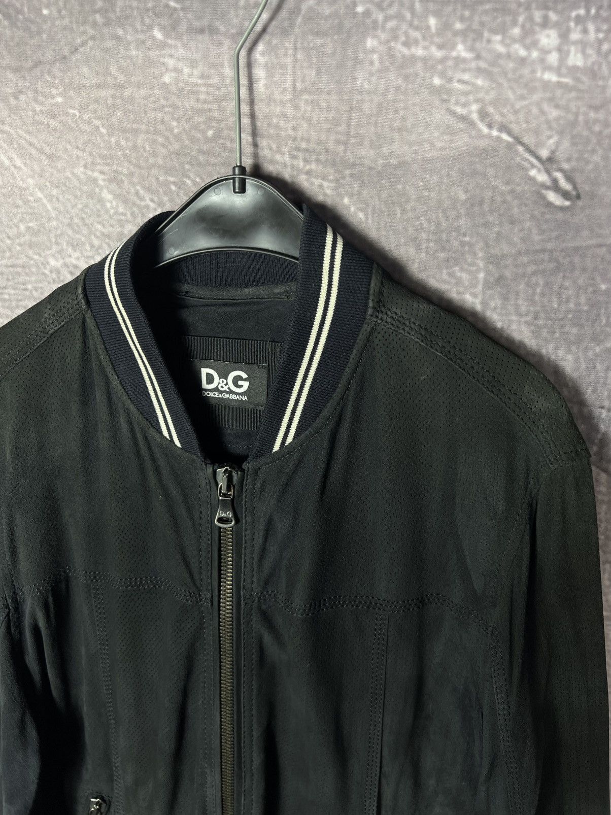 Dolce & Gabbana Dolce & Gabbana Perforated Goatskin Suede Bomber Jacket Size US L / EU 52-54 / 3 - 6 Thumbnail