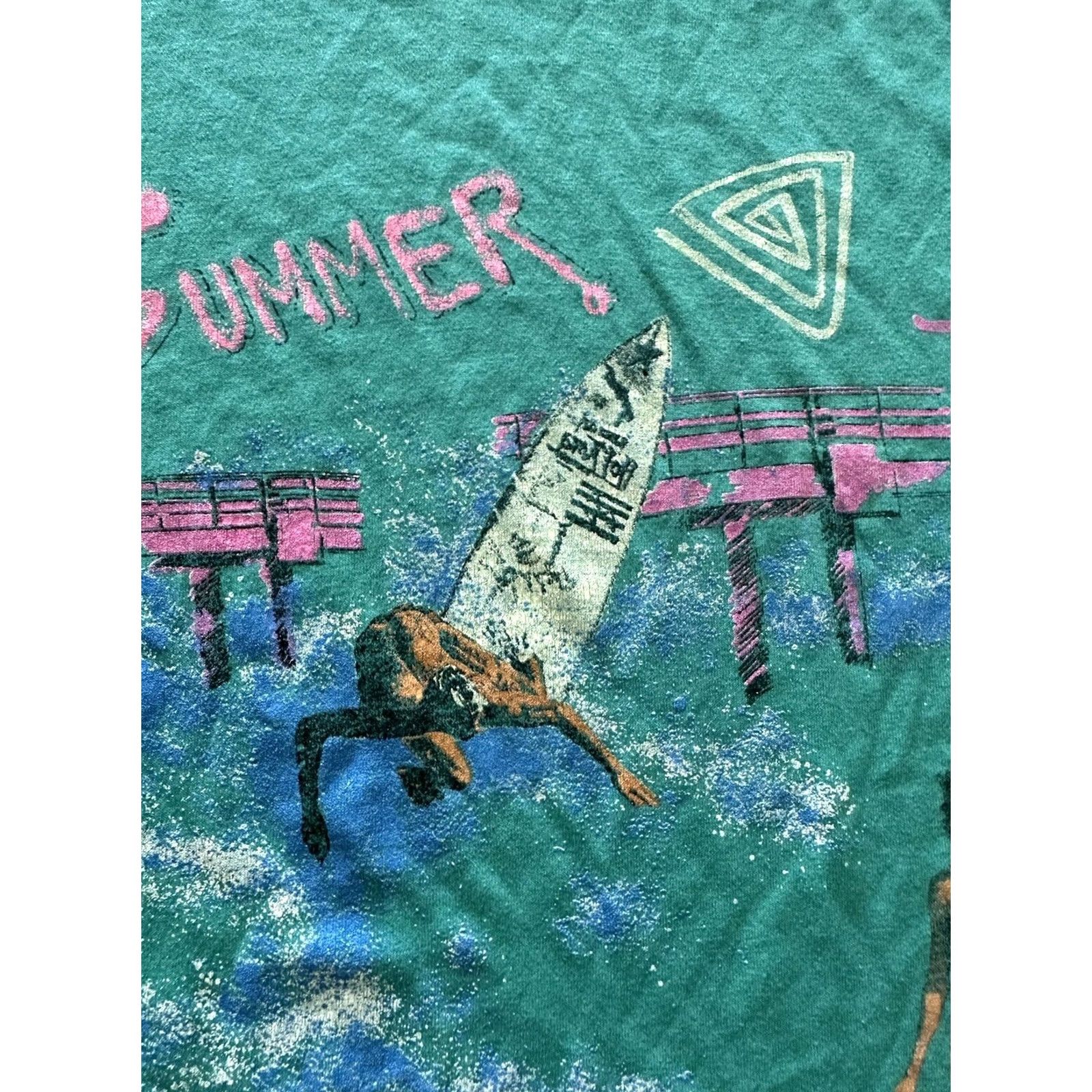 Vintage VINTAGE Top Half Tee Large Blue Summer 80s Single Stitch “I Wish I Were A Wave” Hot Size US L / EU 52-54 / 3 - 4 Thumbnail