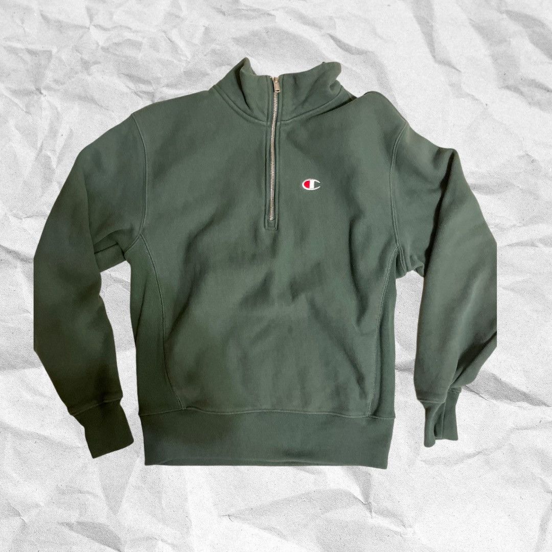 Champion 1/4 Zip Green Champion Reverse Weave Sweatshirt Size US S / EU 44-46 / 1 - 1 Thumbnail