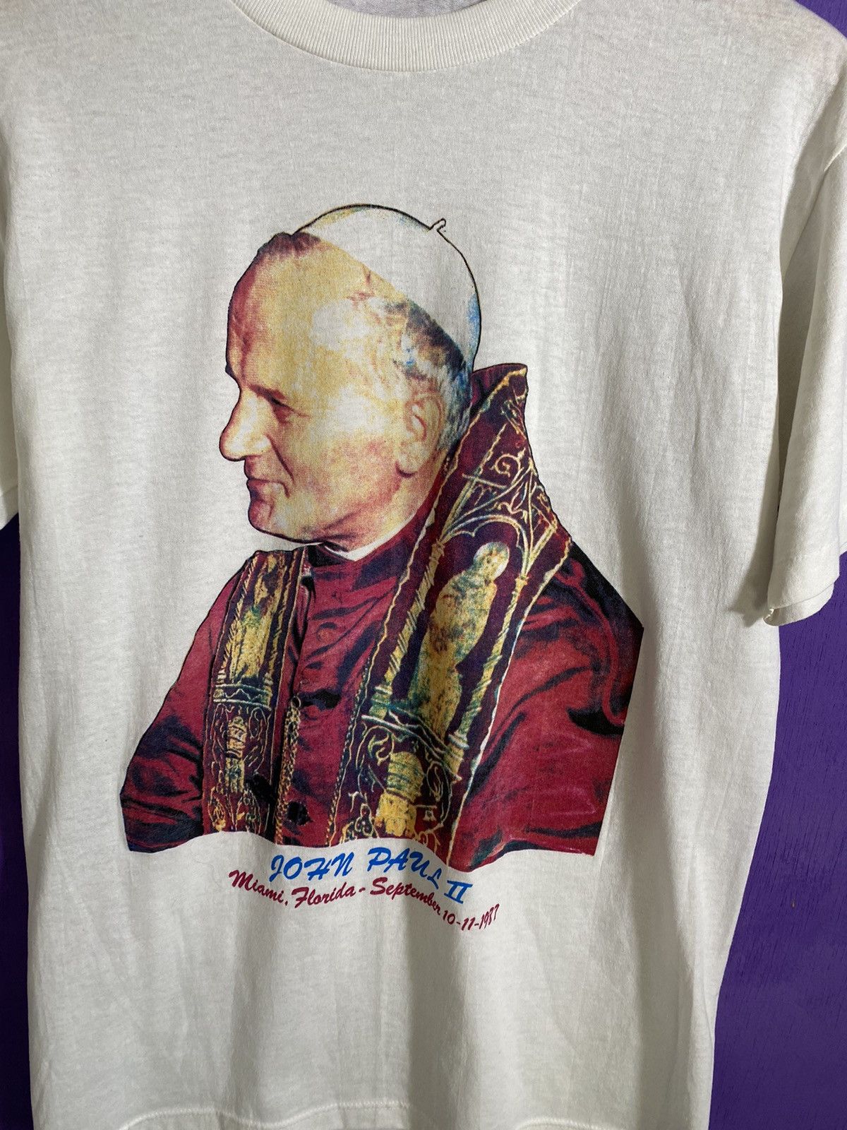 Vintage Vintage 1987 Pope John Paul II in Miami t-shirt Size US M / EU 48-50 / 2 - 3 Thumbnail