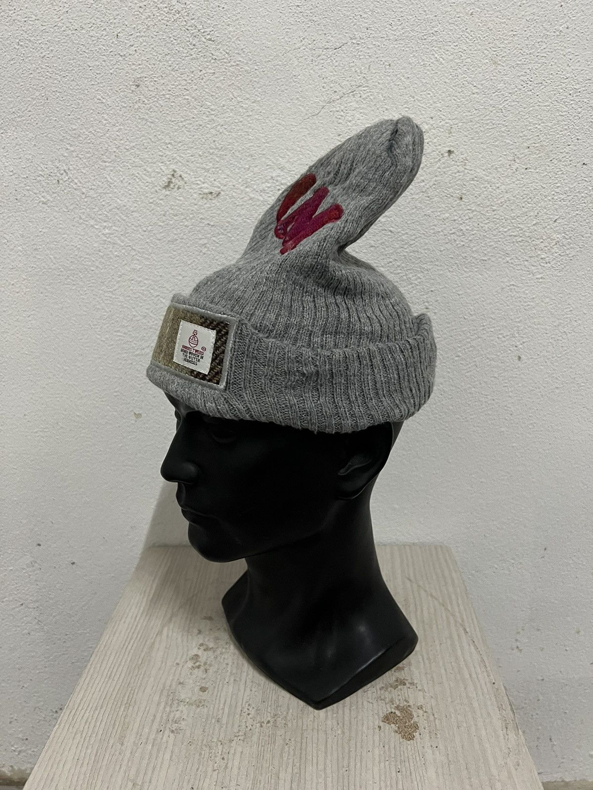 Harris Tweed Japanese Brand Harris Tweed Big Logo Beanie Hat Size ONE SIZE - 3 Thumbnail