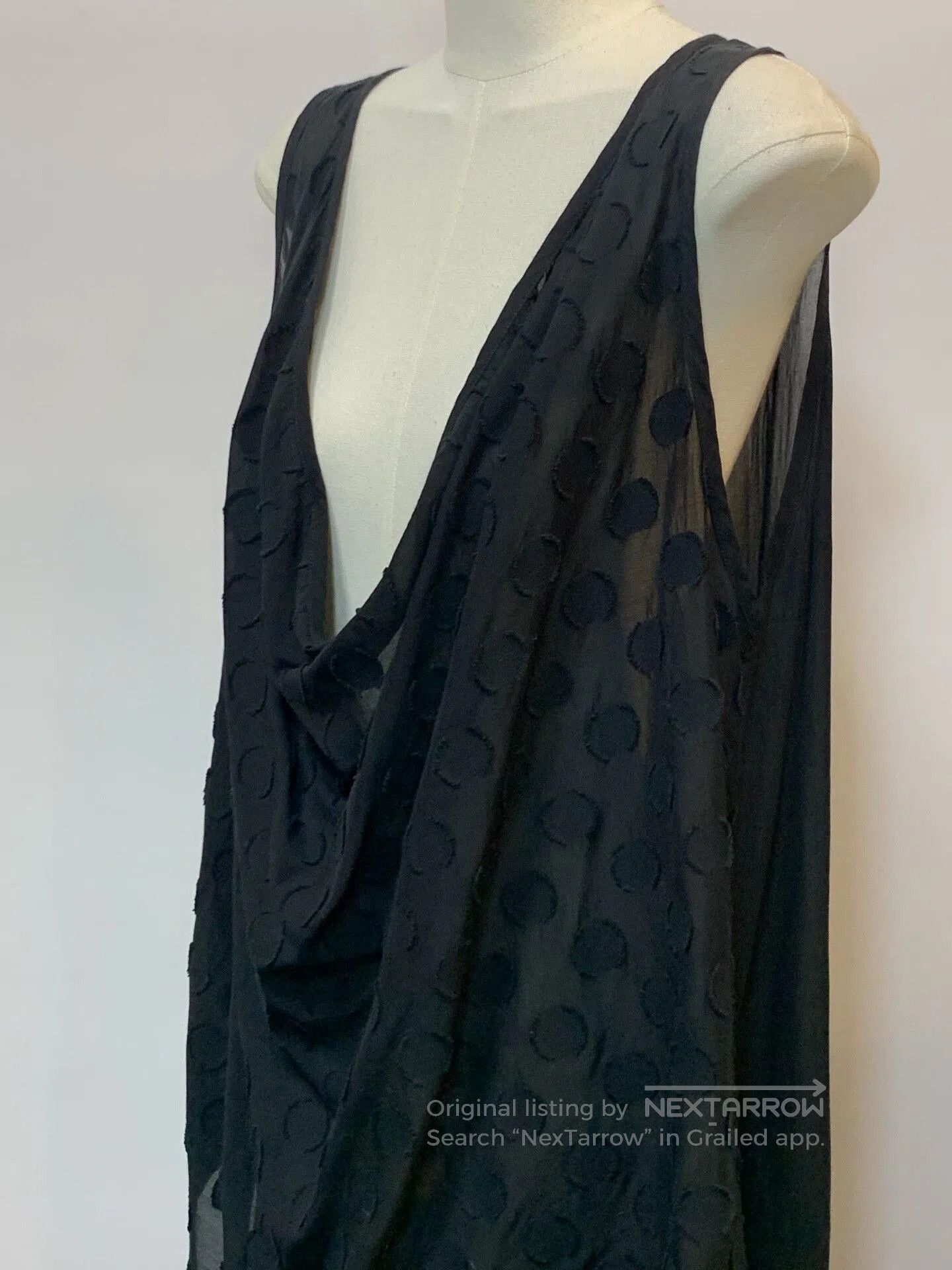 gomme Black Drape Neck Polka Dot Dress. Size M / US 6-8 / IT 42-44 - 4 Thumbnail