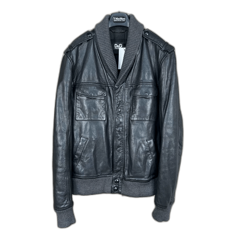 Dolce & Gabbana Dolce&Gabbana Black Leather Jacket-yf Size US L / EU 52-54 / 3 - 1 Thumbnail