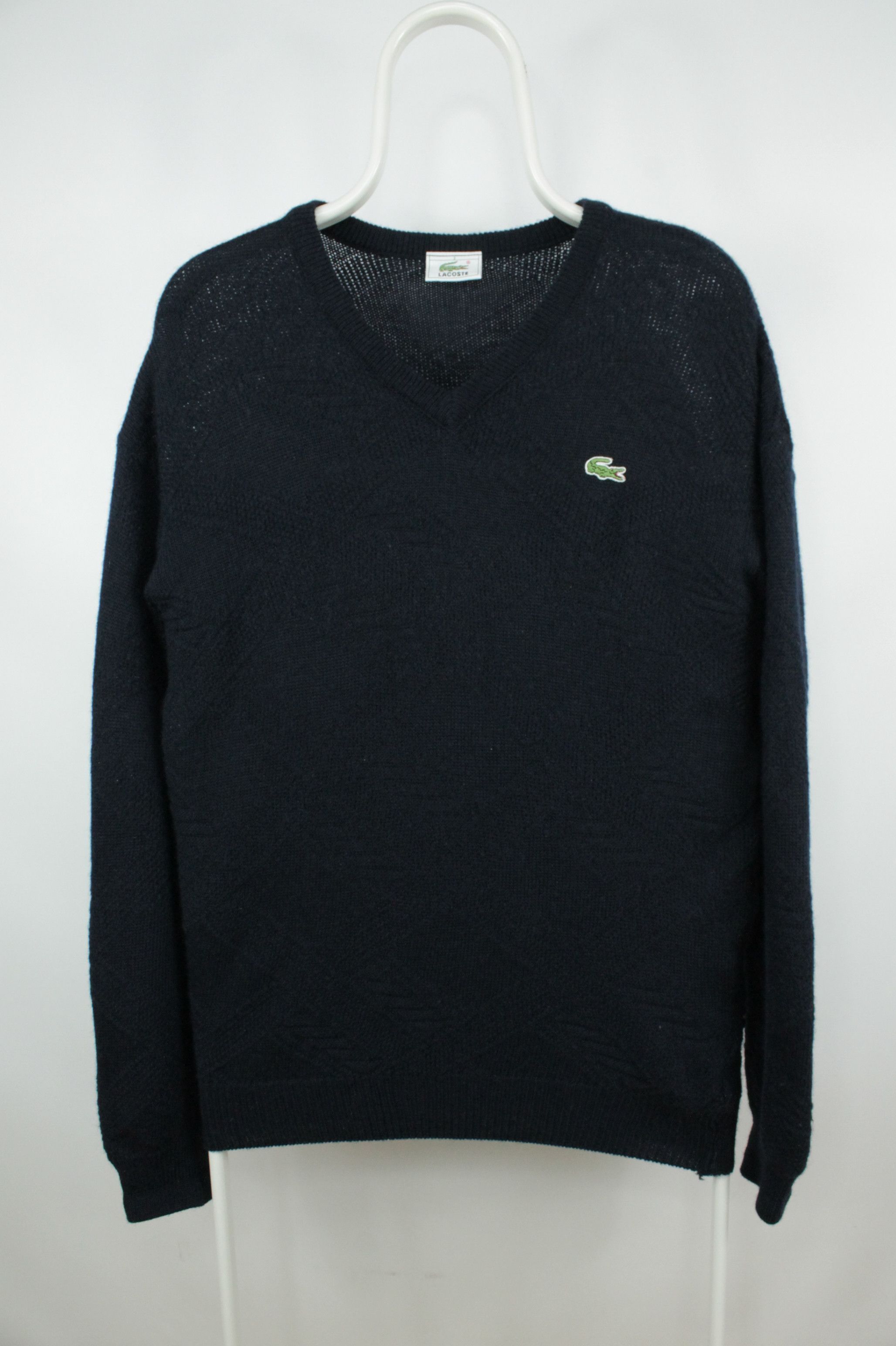 Lacoste Vintage Lacoste Pattern Knit Navy Wool Sweater Size US S / EU 44-46 / 1 - 1 Thumbnail