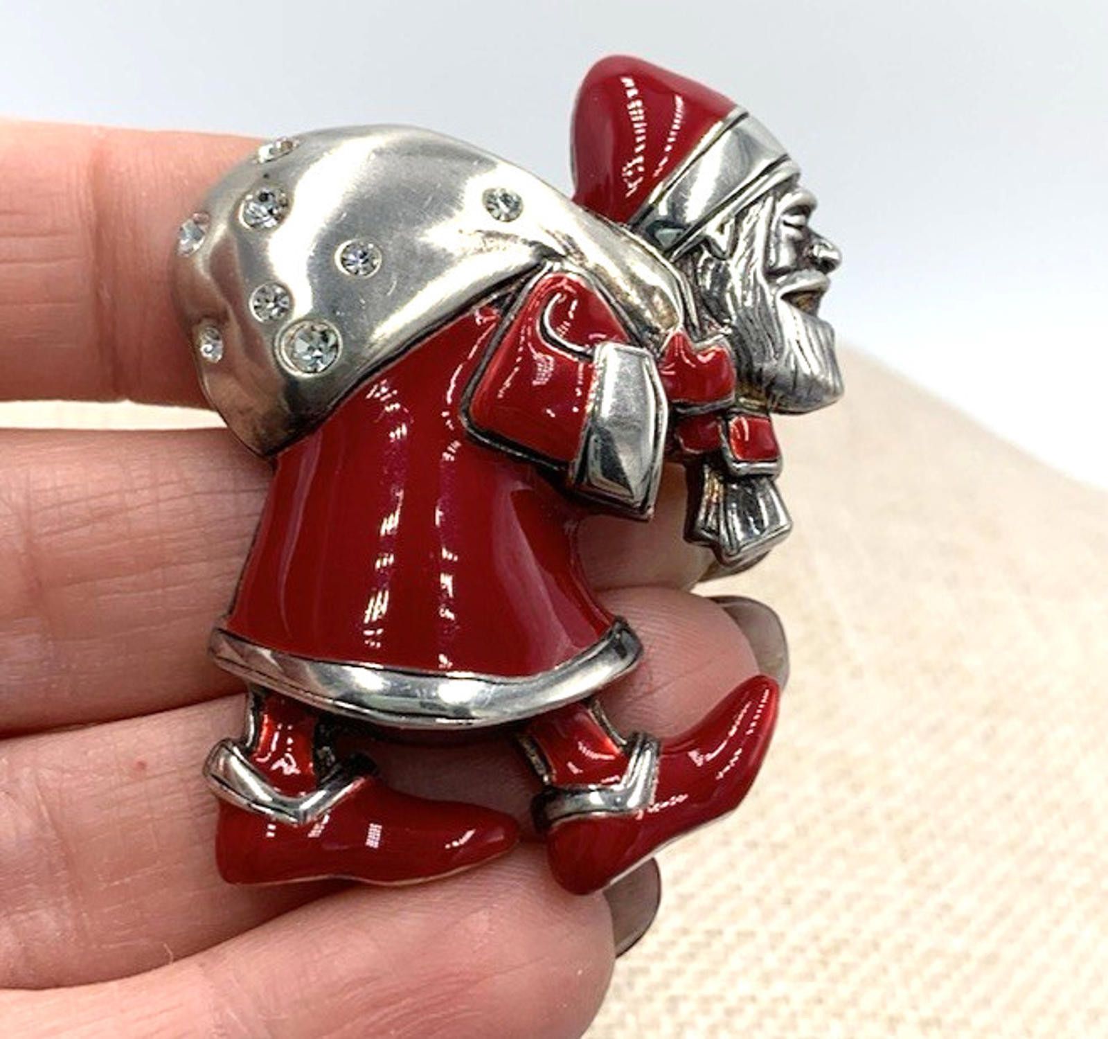 Other Vintage MMA Sterling Silver Santa Claus Brooch Pendant Size ONE SIZE - 3 Thumbnail