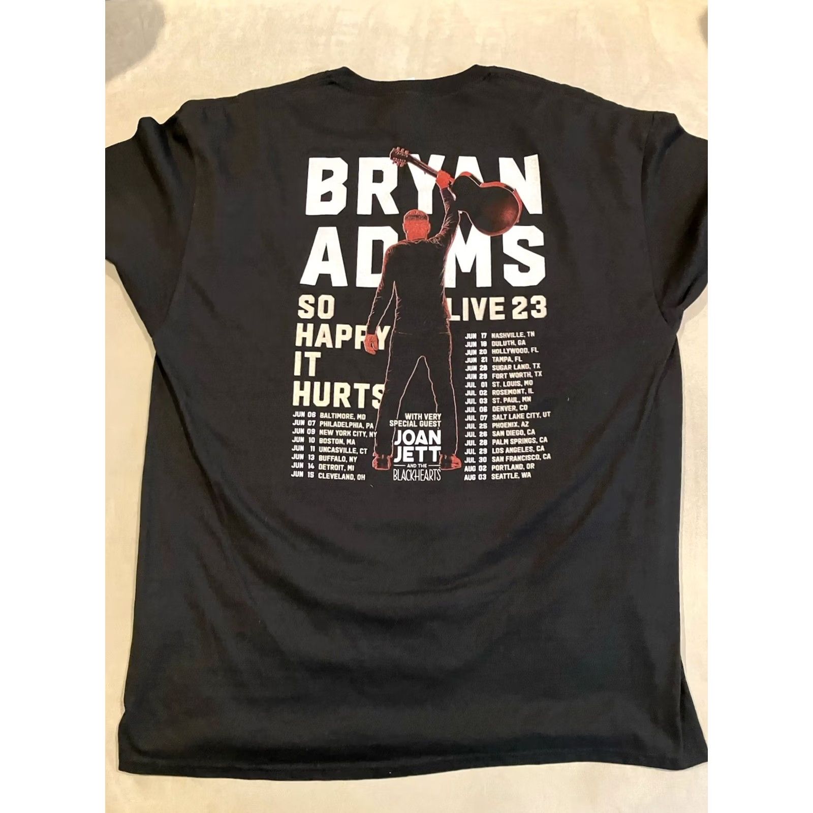 Jerzees BRYAN ADAMS So Happy It Hurts 2023 Tour Concert T Shirt Joan Jett XL Men Black Short Sleeve Crew Neck Shirt Size US XL / EU 56 / 4 - 4 Thumbnail