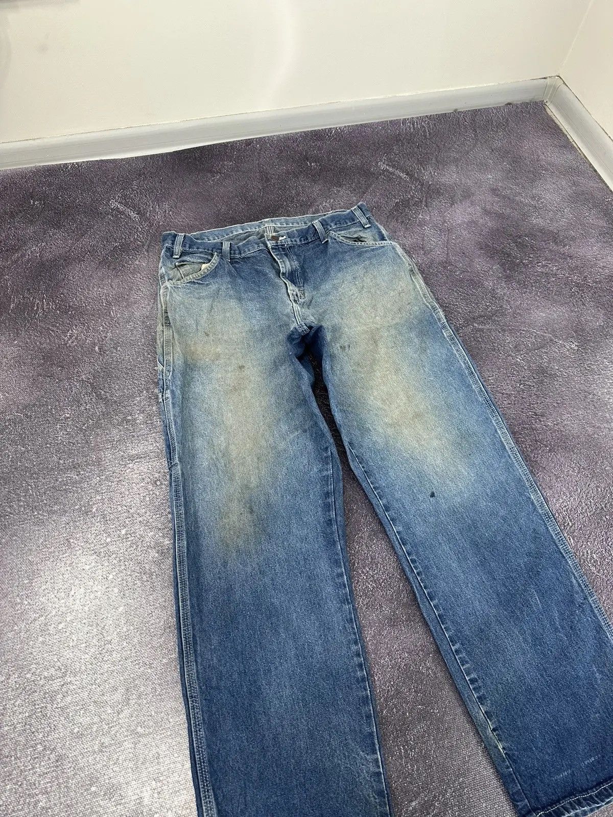 Dickies × Vintage Vintage 90s Dickies Faded Blue Denim Work Baggy Jeans Size US 34 / EU 50 - 10 Thumbnail