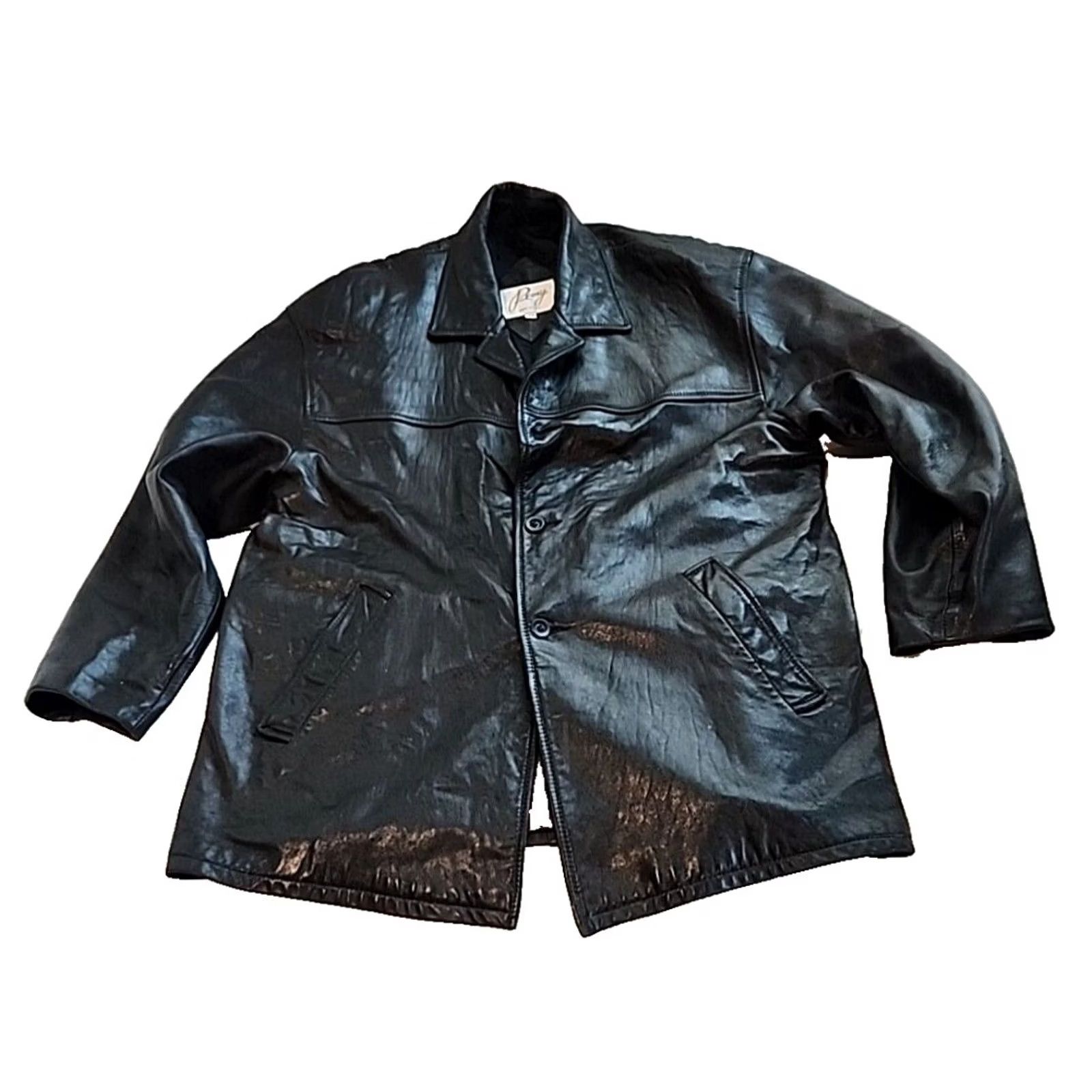 Vintage VINTAGE Remy Leather Jacket Mens Black Button Front Made in USA Coat Size US S / EU 44-46 / 1 - 2 Thumbnail