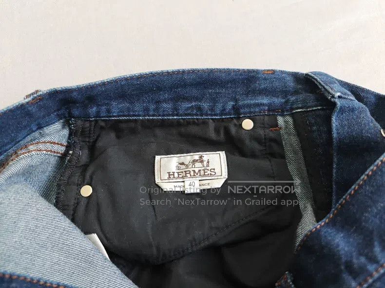 Hermes Hermes Men's Casual Denim Pants, Deep Blue, Pure Cotton, L Size US 40 / EU 56 - 3 Thumbnail