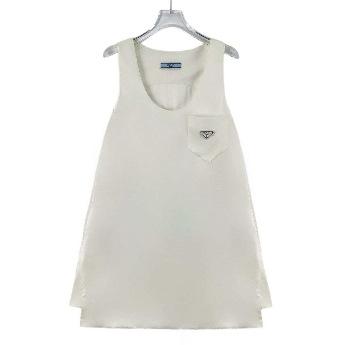 Prada Prada White Triangle Logo Crew Neck Sleeveless Dress K26WX Size M / US 6-8 / IT 42-44 - 1 Thumbnail