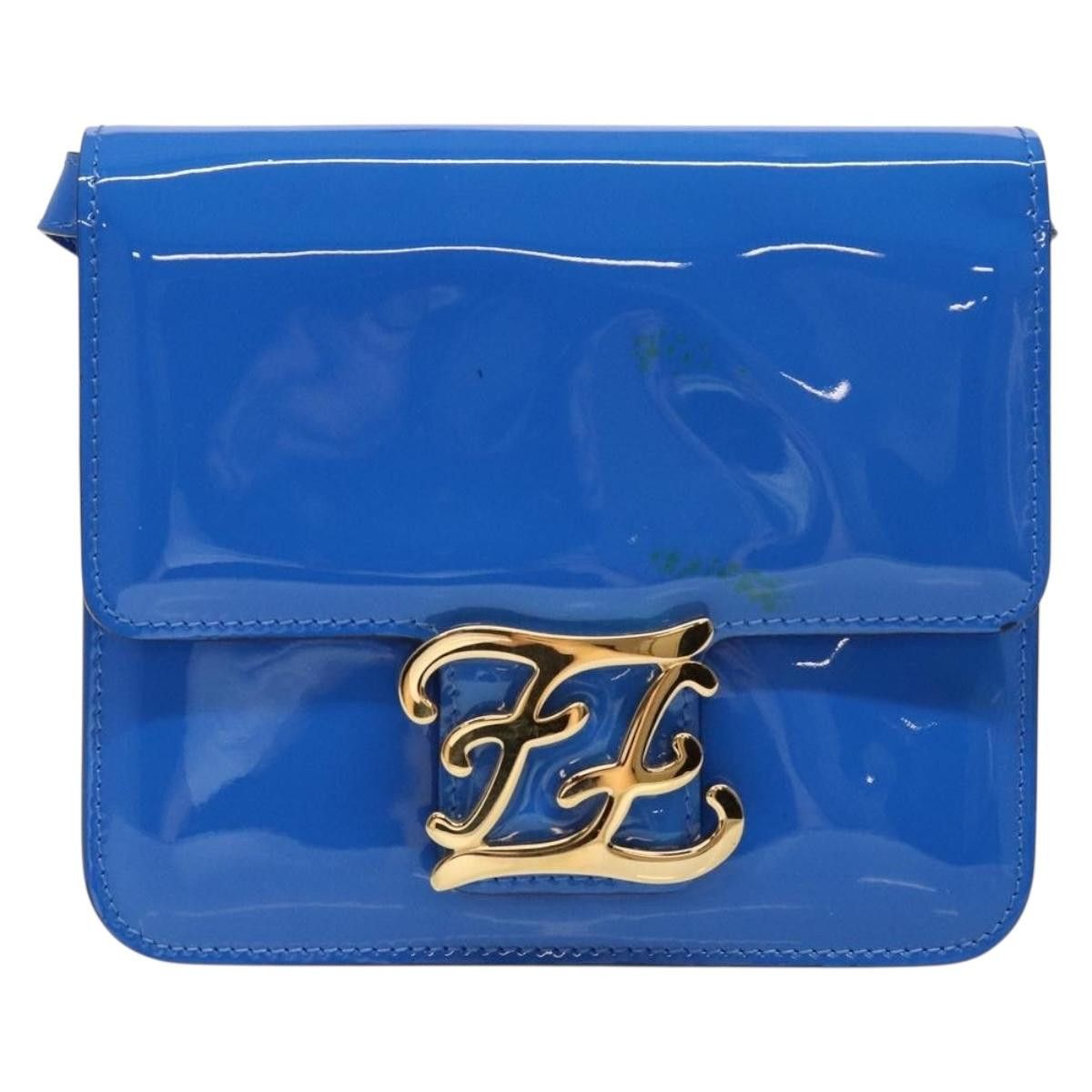 Fendi FENDI Curligraphy Shoulder Bag Patent Leather Blue Size ONE SIZE - 2 Thumbnail