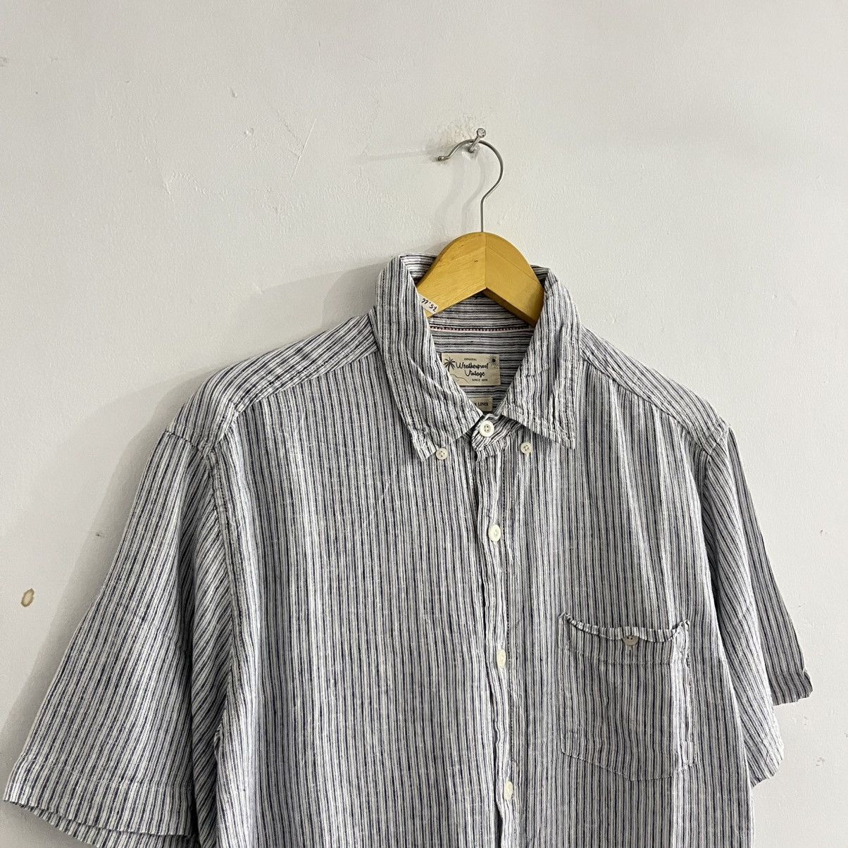 Japanese Brand Weatherproof - Striped Linen Shirt Size US L / EU 52-54 / 3 - 3 Thumbnail