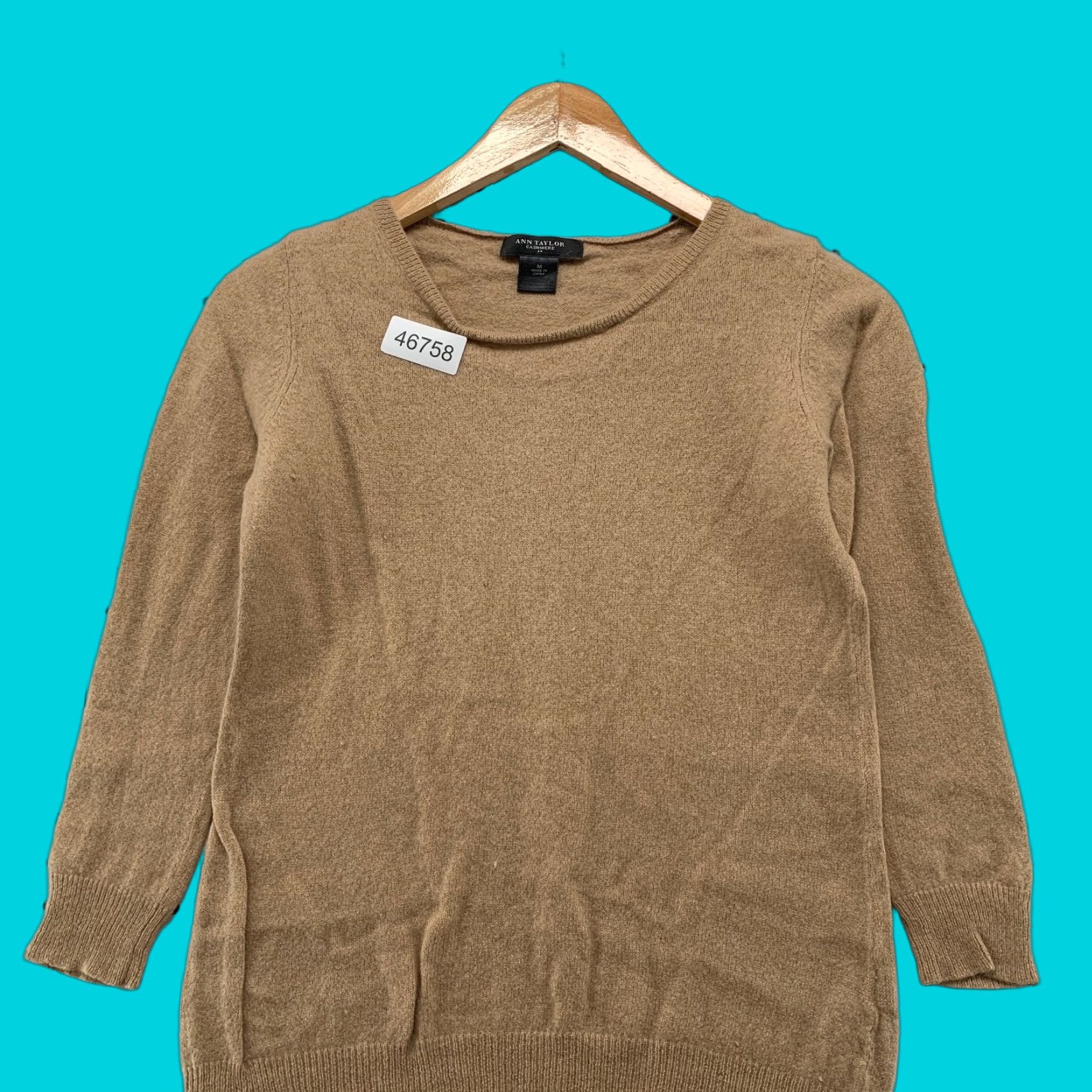 Ann Taylor Ann Taylor Sweater Womens Medium 3/4 Sleeve Cashmere Pullover Business Tan Brown Crew Neck Shirt? Size M / US 6-8 / IT 42-44 - 1 Thumbnail