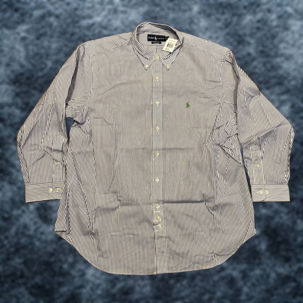 Polo Ralph Lauren VINTAGE Polo Ralph Lauren Shirt Mens 17.5 NEW Button Men Striped Blue NOS Vtg Size US XXL / EU 58 / 5 - 1 Thumbnail