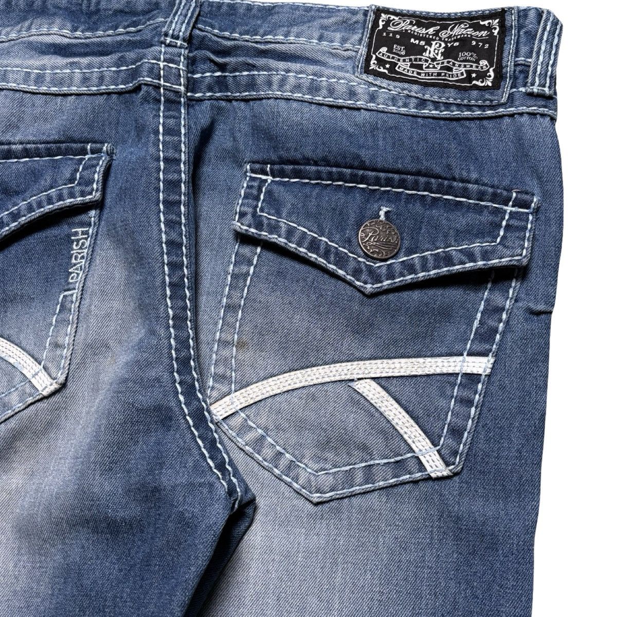 Other Vintage Y2K Parish Nation Distressed Flap Pocket Jeans 38X31 Size US 38 / EU 54 - 2 Thumbnail