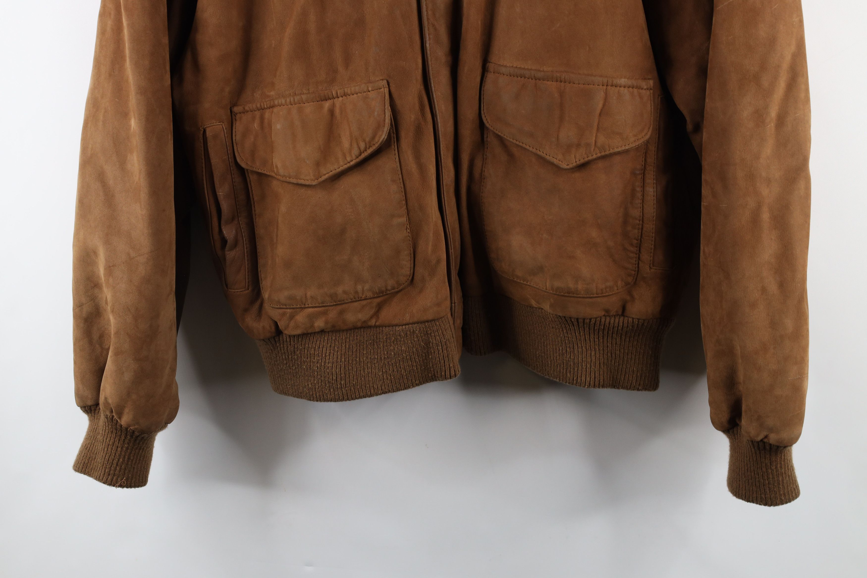 Vintage Vintage 90s Streetwear Suede Leather Flight Bomber Jacket Size US L / EU 52-54 / 3 - 3 Thumbnail