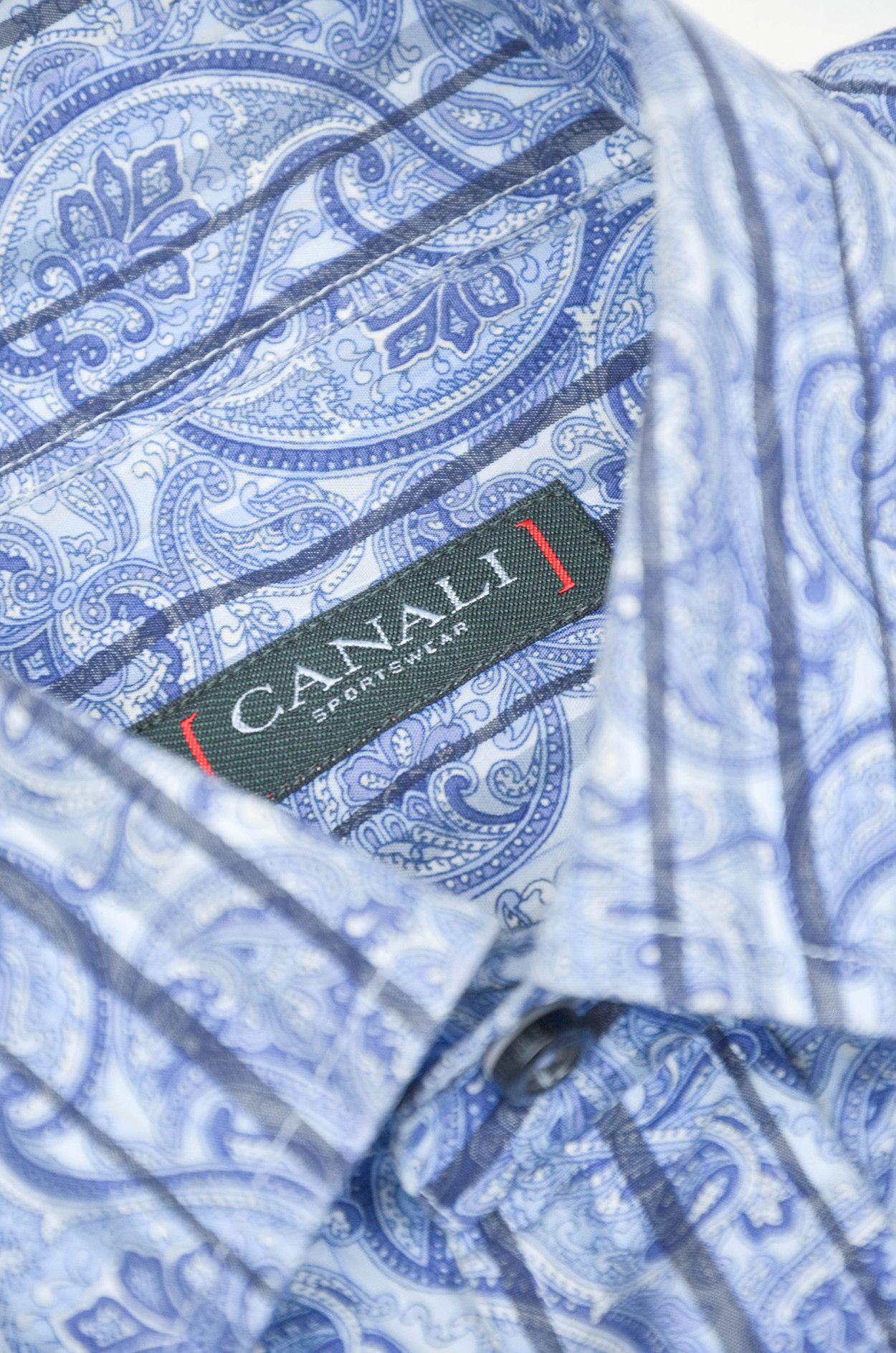 Canali Canali Italian Sportswear Blue Abstract Pattern Shirt S-M Size US S / EU 44-46 / 1 - 7 Thumbnail