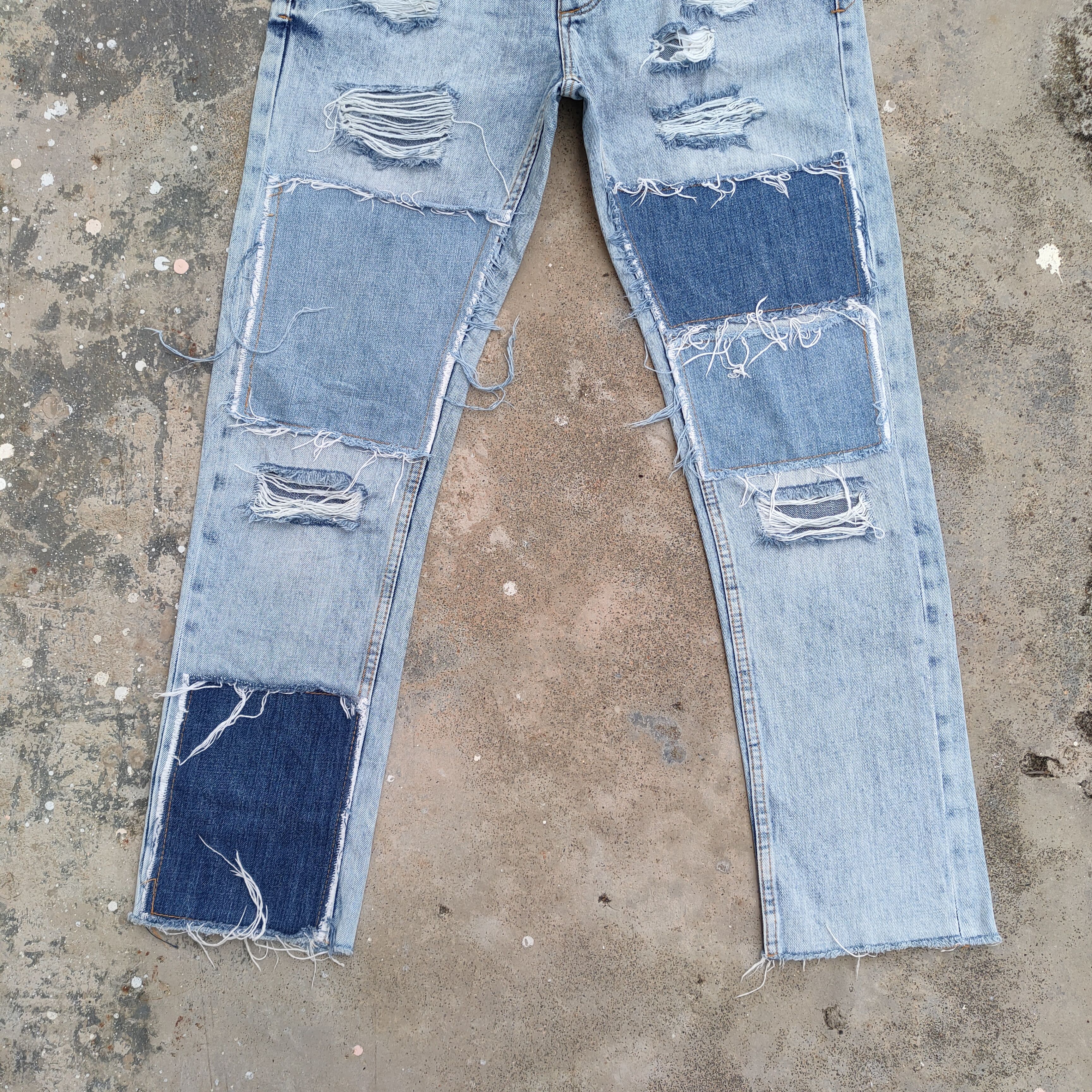 Bershka VINTAGE BERSHKA BORO PATCHWORK DISTRESSED JEANS DENIM PANTS Size US 31 - 4 Thumbnail