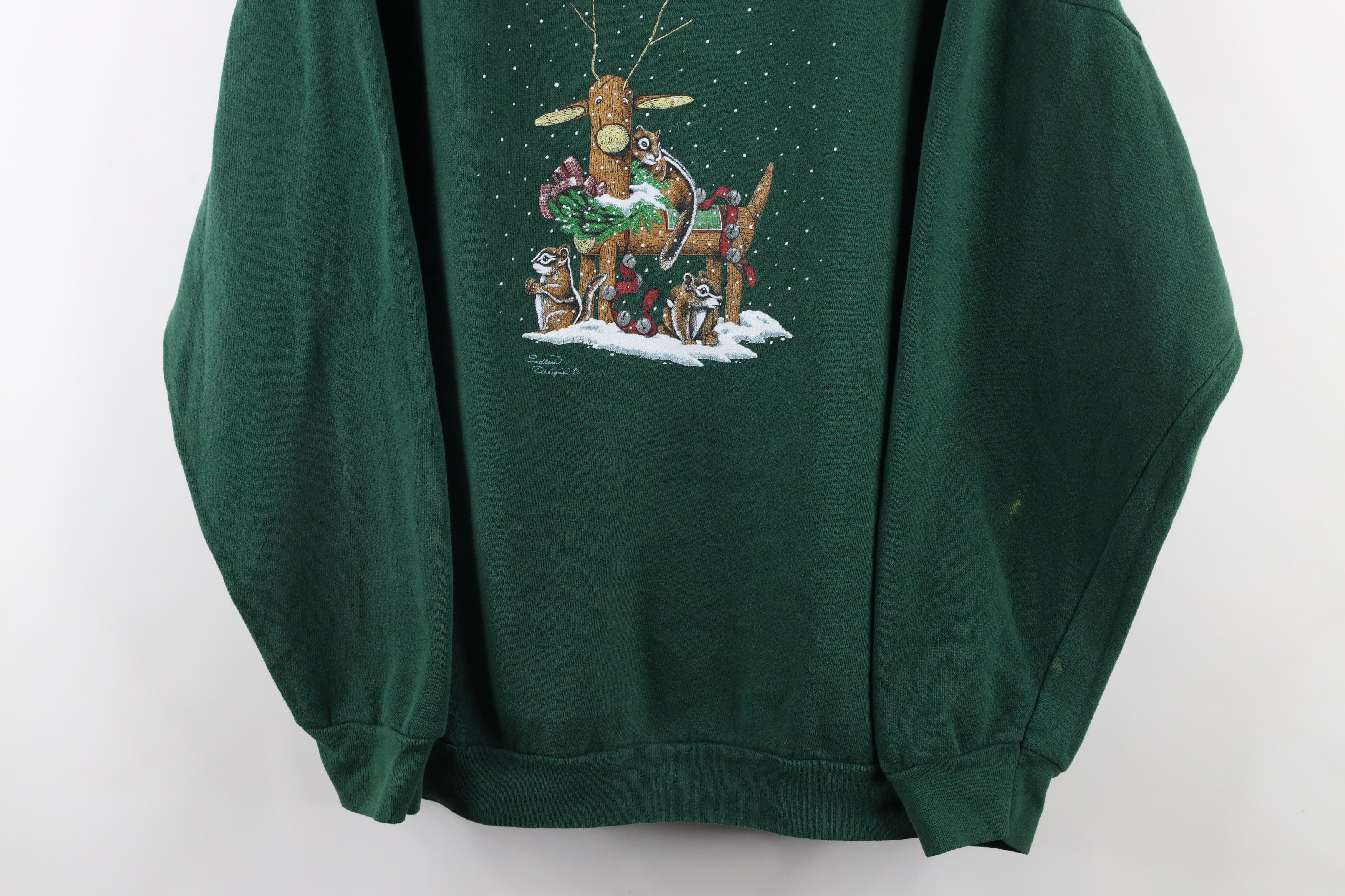 Vintage Vintage 90s Streetwear Nature Reindeer Chipmunk Sweatshirt Size XXL / US 16-18 / IT 52-54 - 3 Thumbnail
