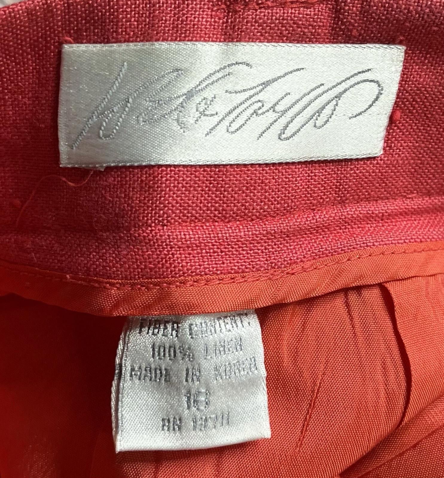 Lord & Taylor VTG Lord & Taylor 100% Linen Pencil Skirt Women's 16 Red Size 38" / US 16 / IT 52 - 2 Thumbnail