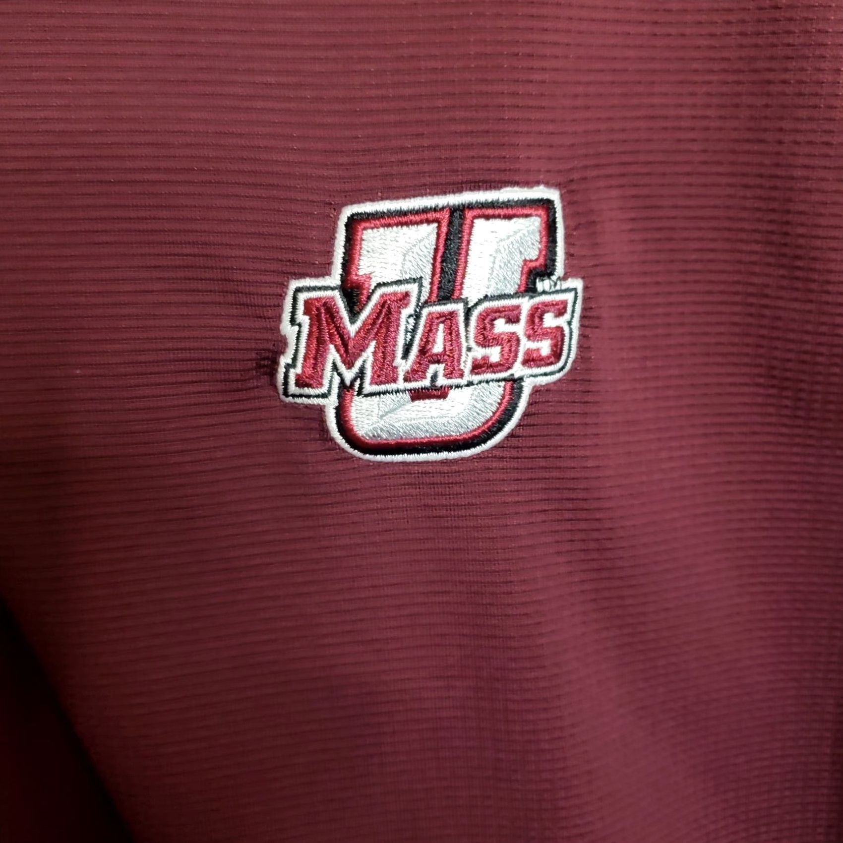 Vintage Ping Sensor Cool Polo Golf Shirt L Men Garnet Maroon U MASS Logo on Chest Short Sleeve Polyester Spandex Breathable Quick Dry Golf Size US L / EU 52-54 / 3 - 4 Thumbnail