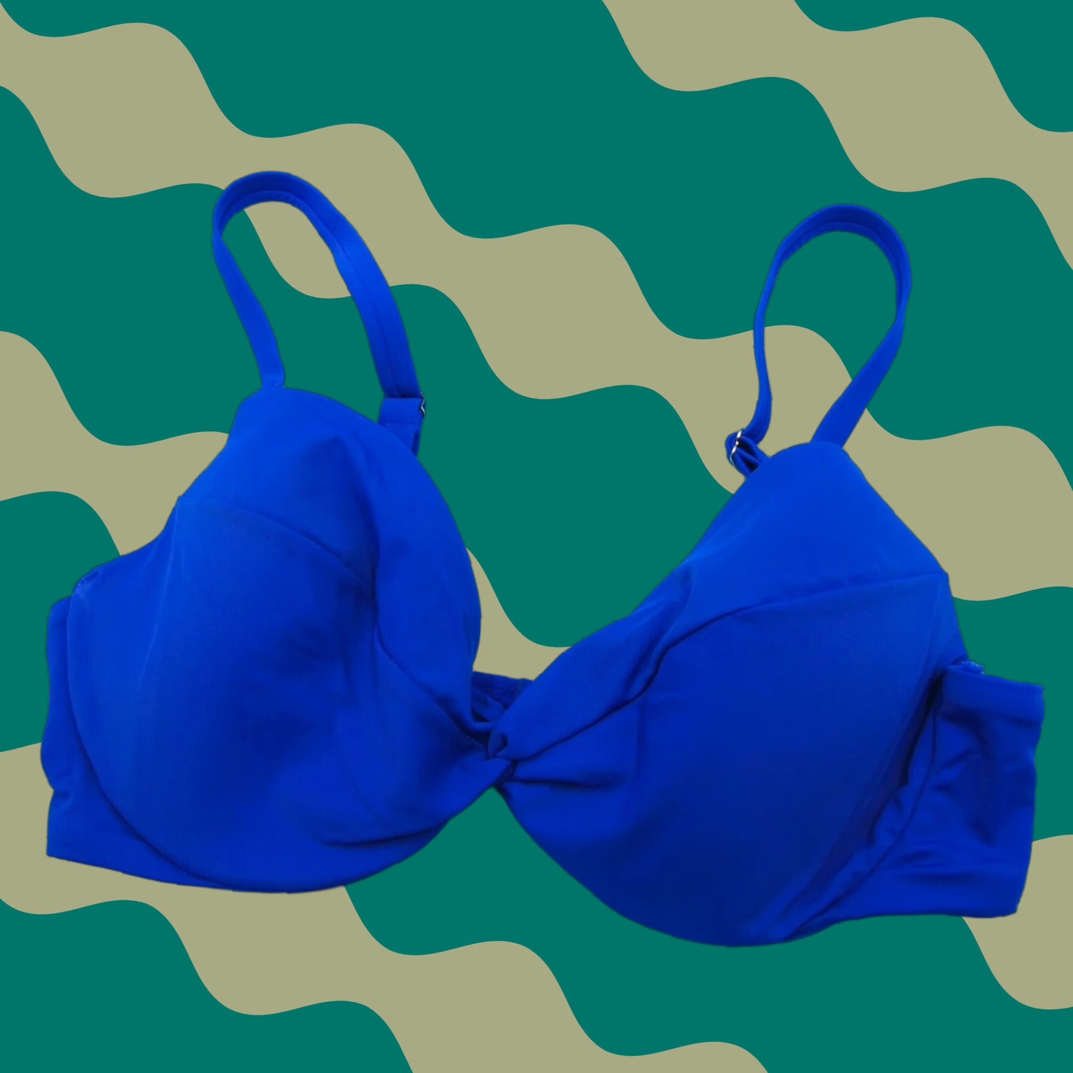 Victoria's Secret Bikini Top Blue 36C Ruffle Push-Up Underwired Spaghetti Strap T Top Women Beach Swimsuit