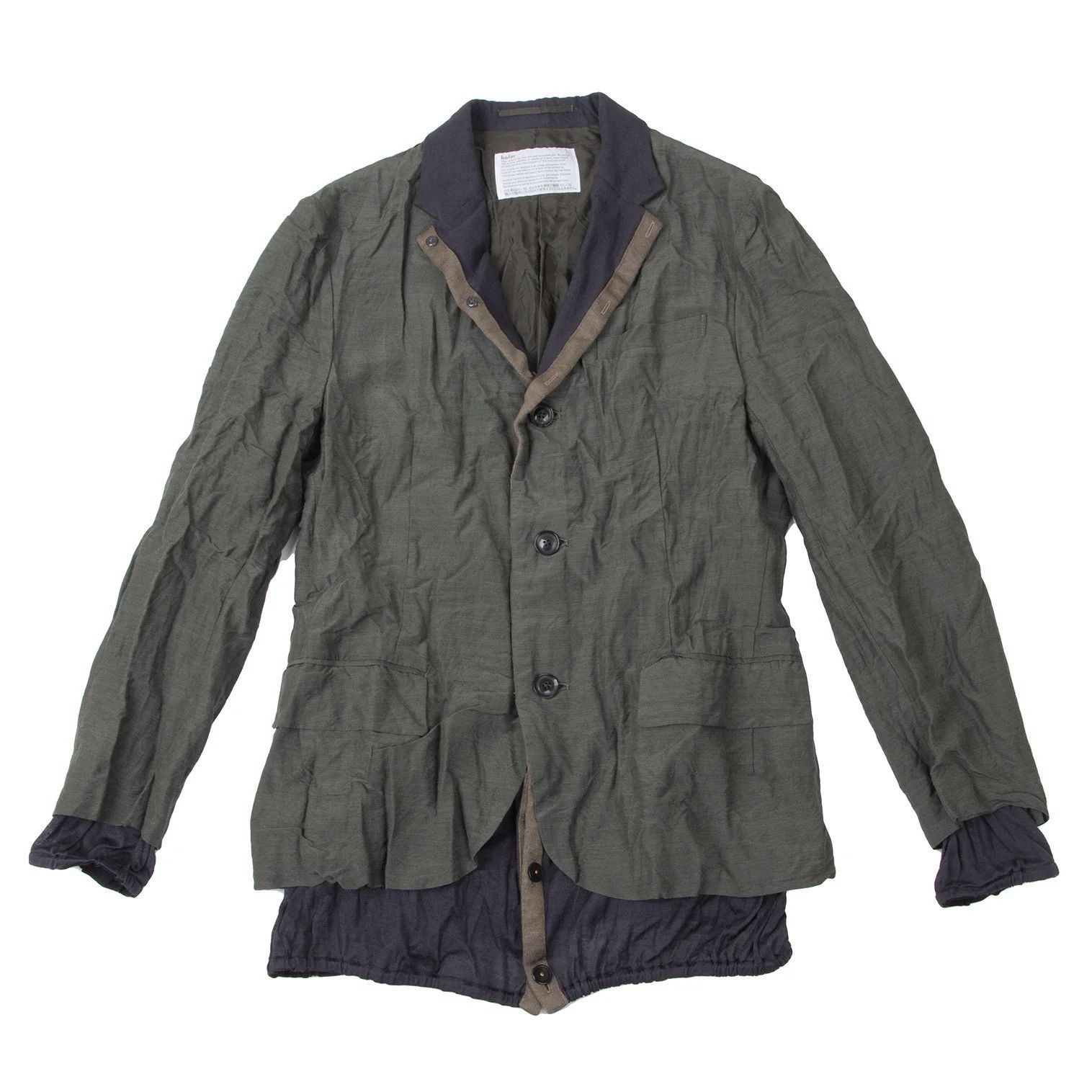 Kolor Layered Knit Jacket in Khaki with Wrinkle Finish Size US M / EU 48-50 / 2 - 1 Thumbnail