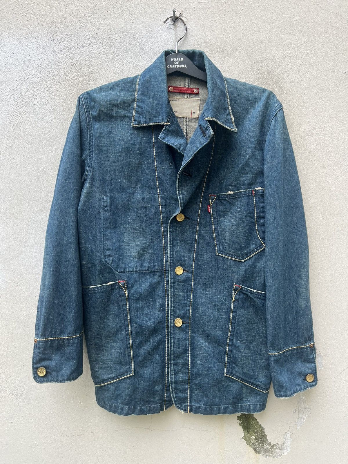 Levi's × Vintage Vintage 2002 Levi’s Redloop Distress Fade Denim Chore Jacket Size US M / EU 48-50 / 2 - 6 Thumbnail