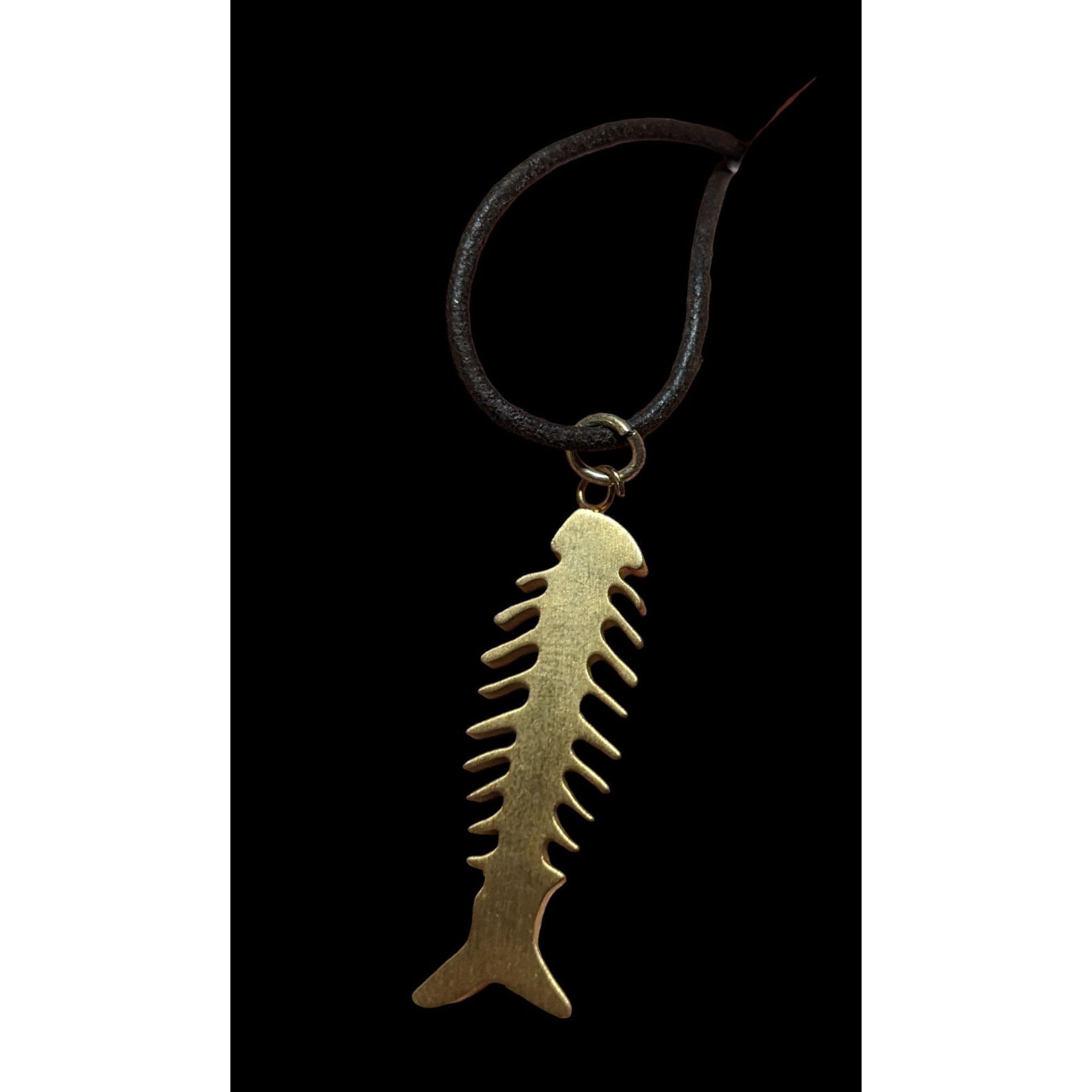 Other Glam Goth Fishbone Gold Sterling Pendant Necklace Size ONE SIZE - 2 Thumbnail